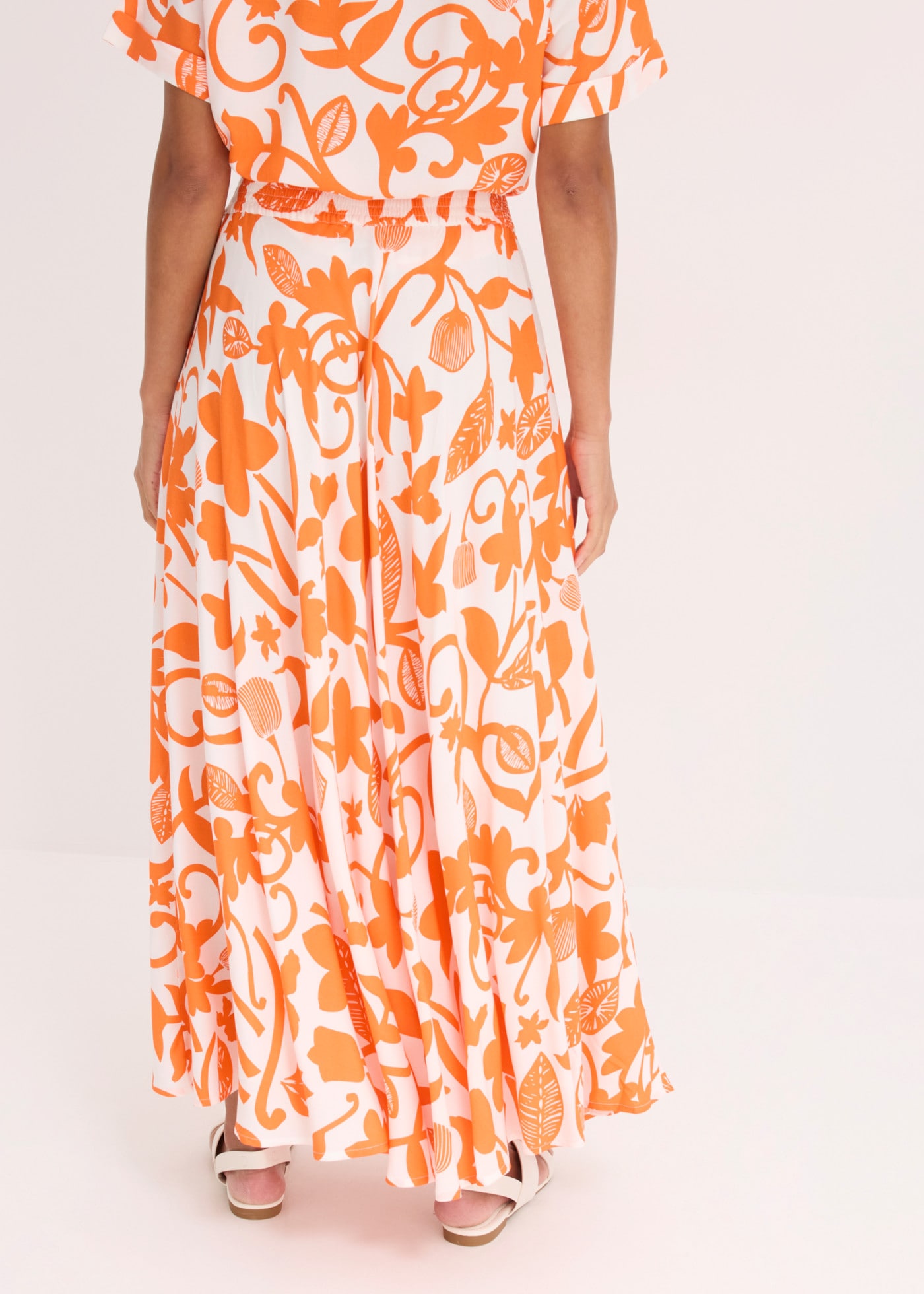 bonprix Maxi jupe en viscose, coupe évasée, longueur cheville, imprimé