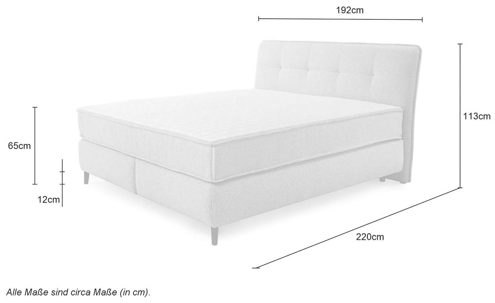 Jockenhöfer Gruppe Lit boxspring »King-Size in der Breite 180cm« Matelas XXL 7 zones TTFK extra épais (25 cm de haut)