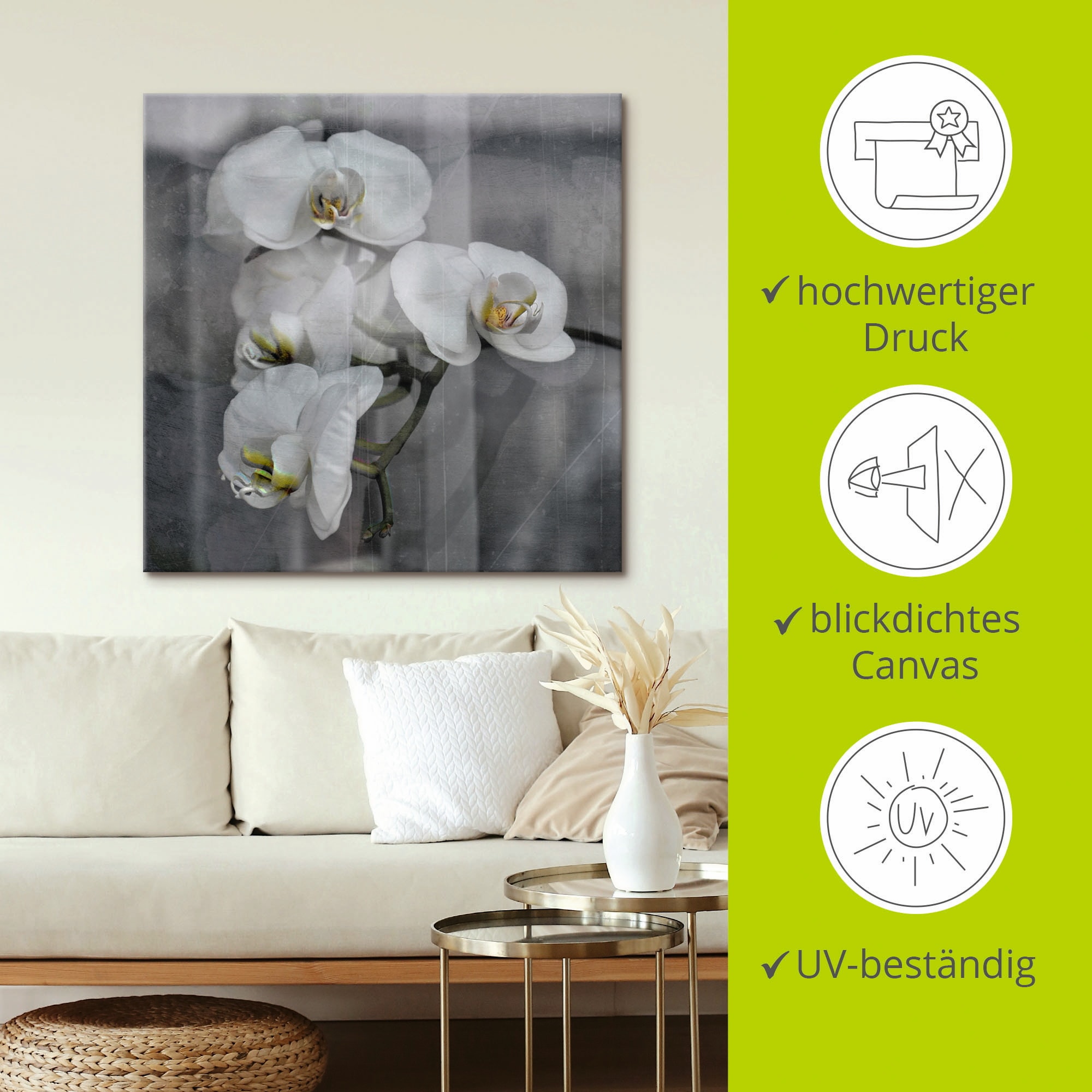 Artland Tableau sur toile »Weisse Orchideen - white Orchid« 1 cuis tlg. auf Holzrahmen gespannt