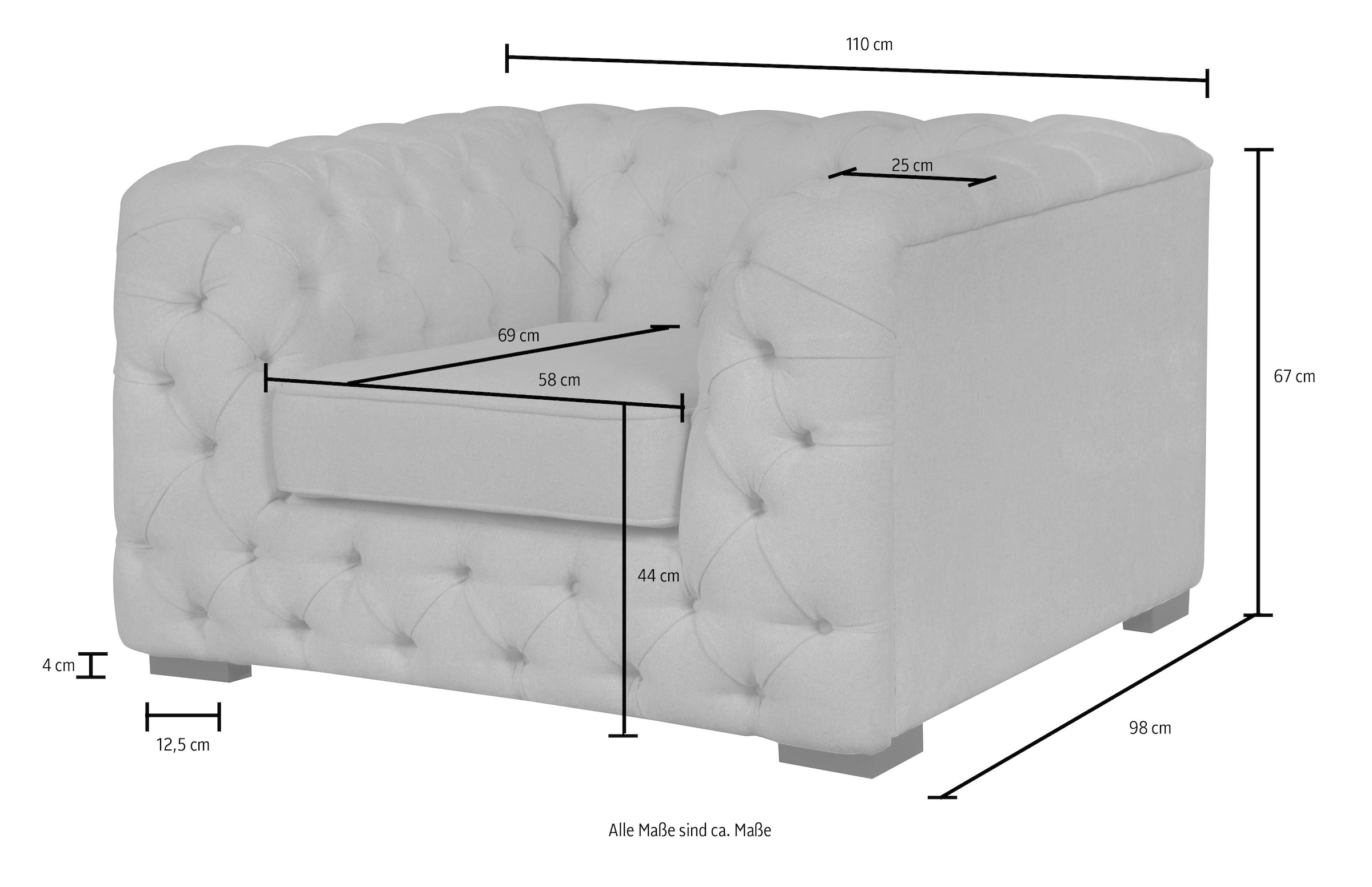 Home affaire Fauteuil Chesterfield »Kalina Sessel« mit klassischer Chesterfield-Knopfheftung, sehr hochwertige Qualität