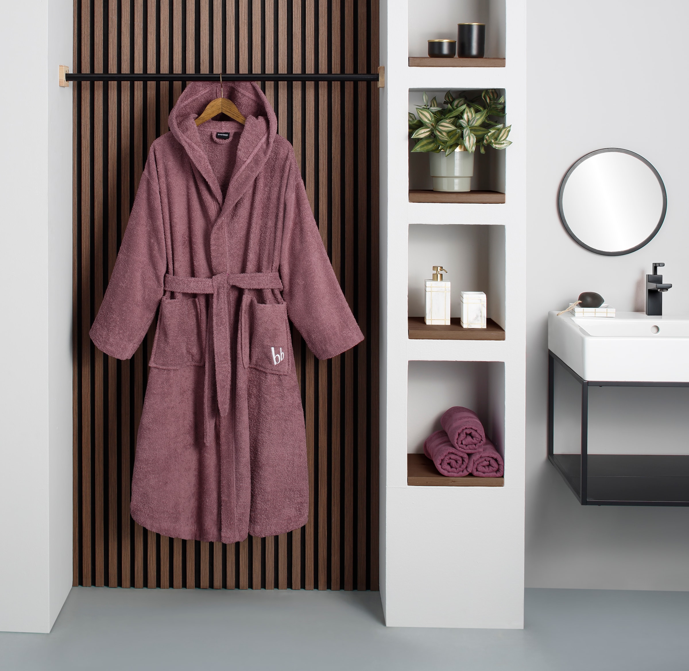 Bruno Banani Peignoir de bain unisexe »Robby, ideal für Sauna & Spa, Standard, Premium und Überlänge« 1 cuis robes de chambre pour dames & hommes, coton, avec poches, sauna, XS-3XL