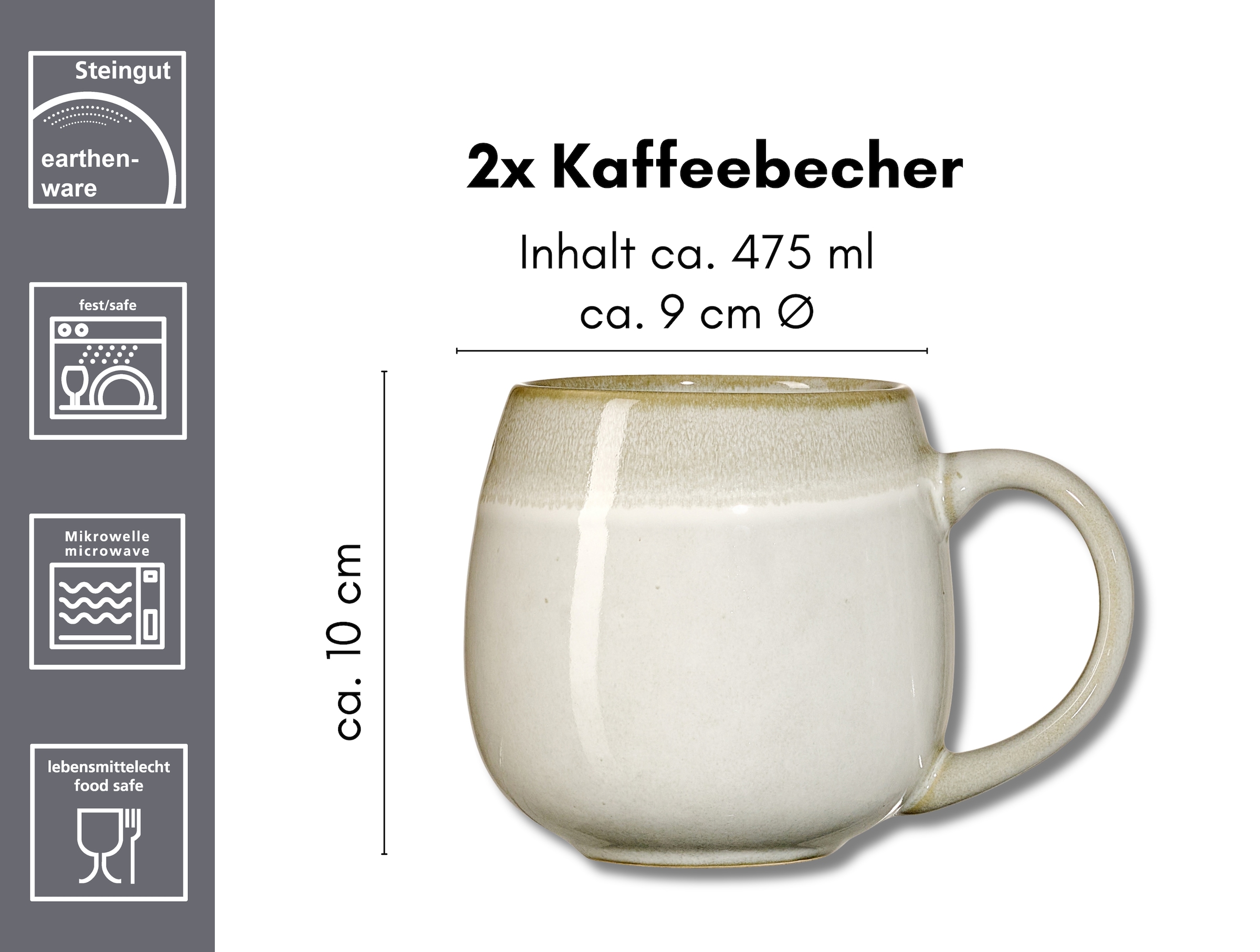 Ritzenhoff & Breker Becher »Hygge« 2-teilig, Reaktivglasur, jedes Stück ein Unikat, 475 ml