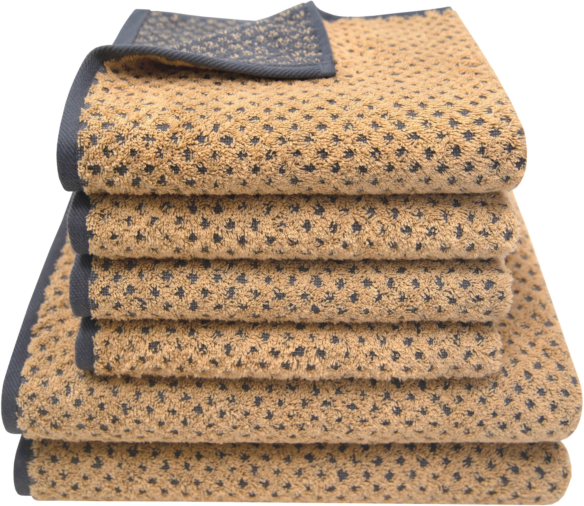 Dyckhoff Set de serviettes »Golden Shades Rhombus« Set 6 cuis Frottee en feutre Kuschelig weich; 4 Handtücher (50x100cm), 2 Duschtücher (70x140cm)