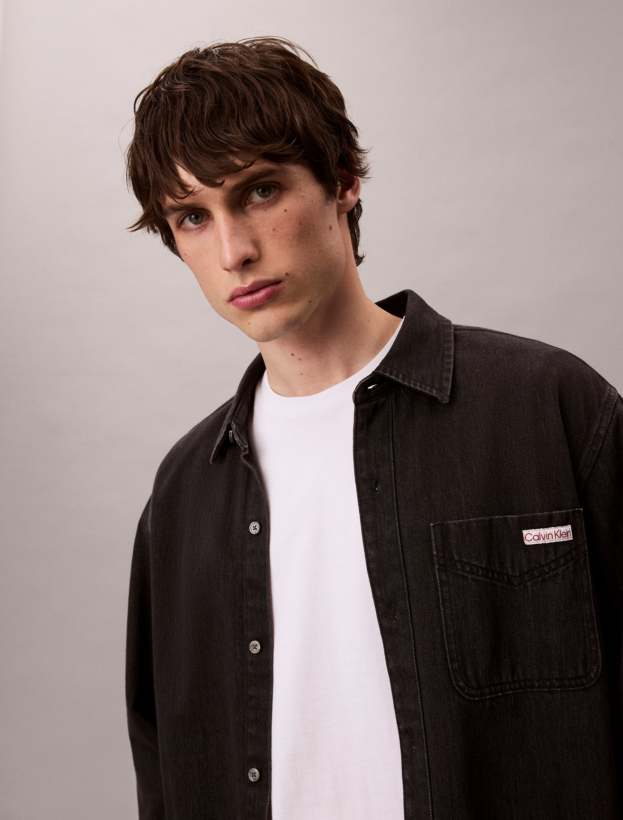 Calvin Klein Jeans Chemise à manches longues »CLASSIC 205 BLACK OVERSHIRT« Mit Rundhalsausschnitt, regular fit