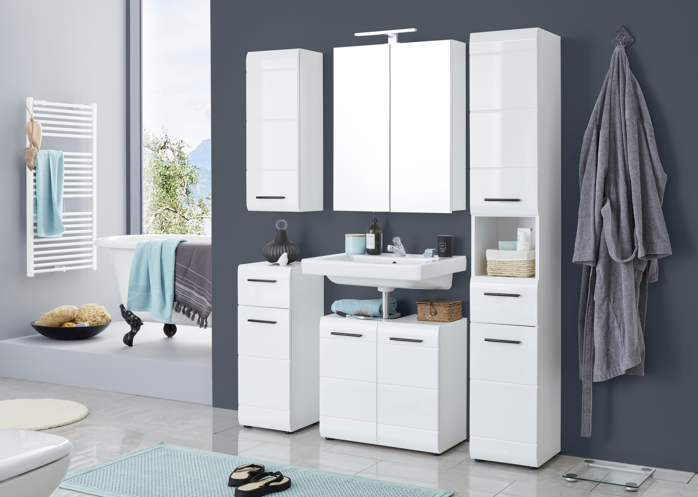 welltime Unterschrank »Sovana« Kommode mit 1 Tür & 1 Schublade - (B/T/H) 30/31/79 cm