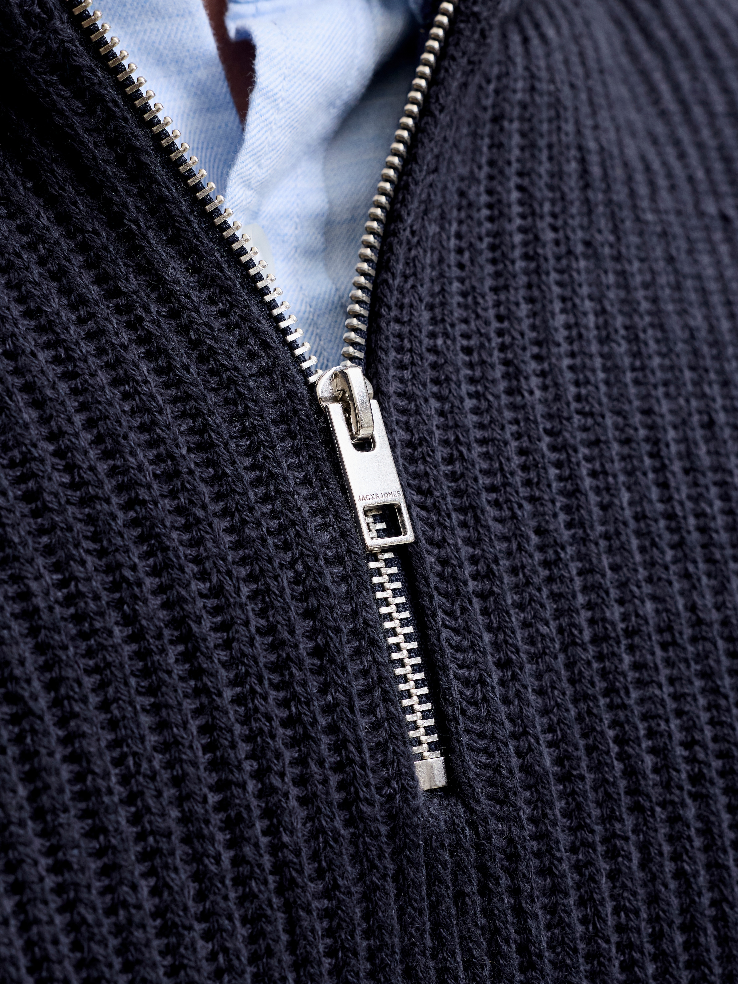 Jack & Jones Troyer »JJPANNEL KNIT HALF ZIP AW26« Materialmix, regular fit