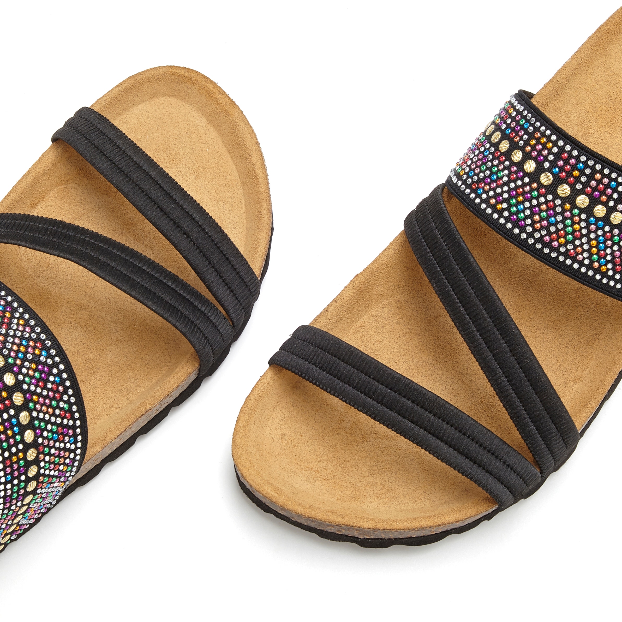 LASCANA Pantolette »Mule, Sandale, offener Schuh, Sommerschuh,«  mit Komfortkorkfussbett aus Leder und elastischen Riemen