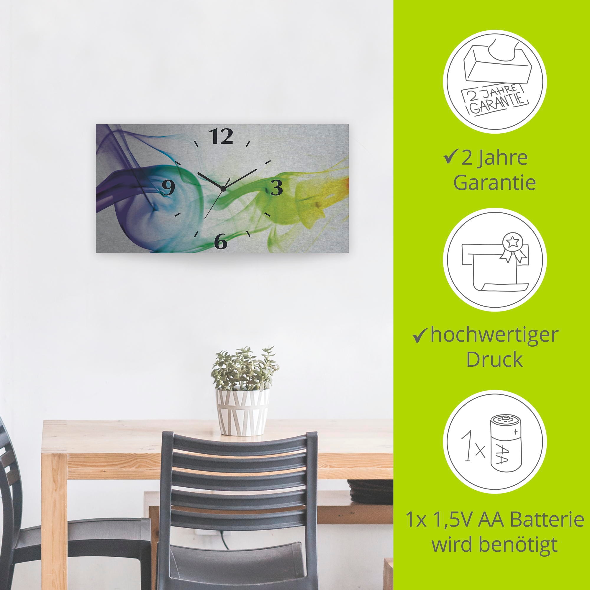 Artland Horloge murale »Rauch - Abstrakt« au choix avec mouvement quartz ou radio, silencieux sans tic-tac