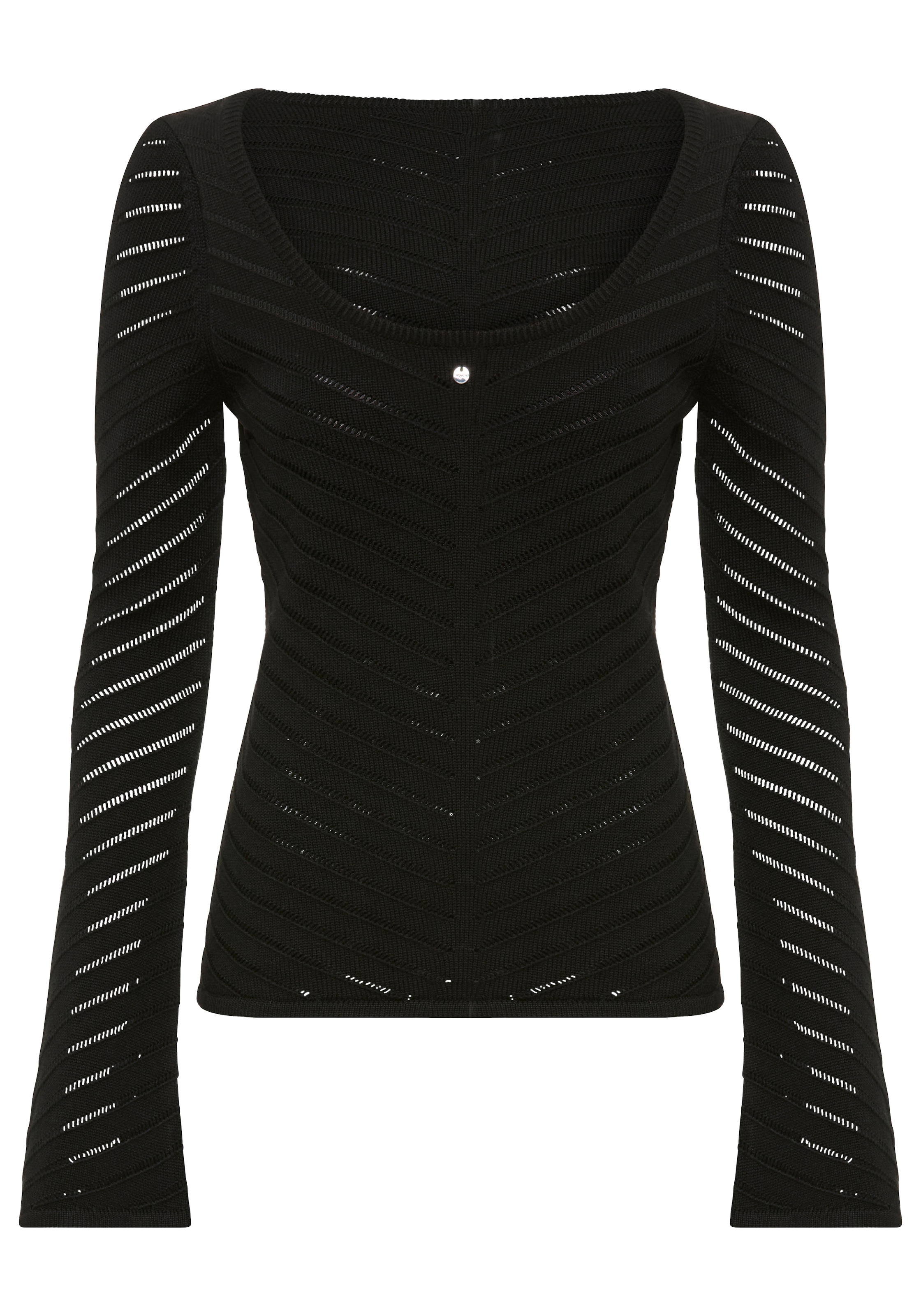 BOSS ORANGE Pull en tricot »Falonina Premium Damenmode« mit feinem Lochstrickmuster in Zick-Zack Struktur