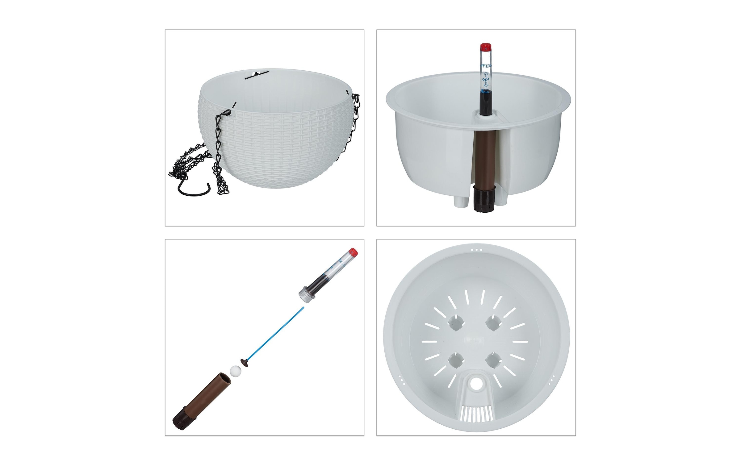 relaxdays Blumenampel »mit Wasserspeicher 2er Set 18,5 x 11,5 cm«