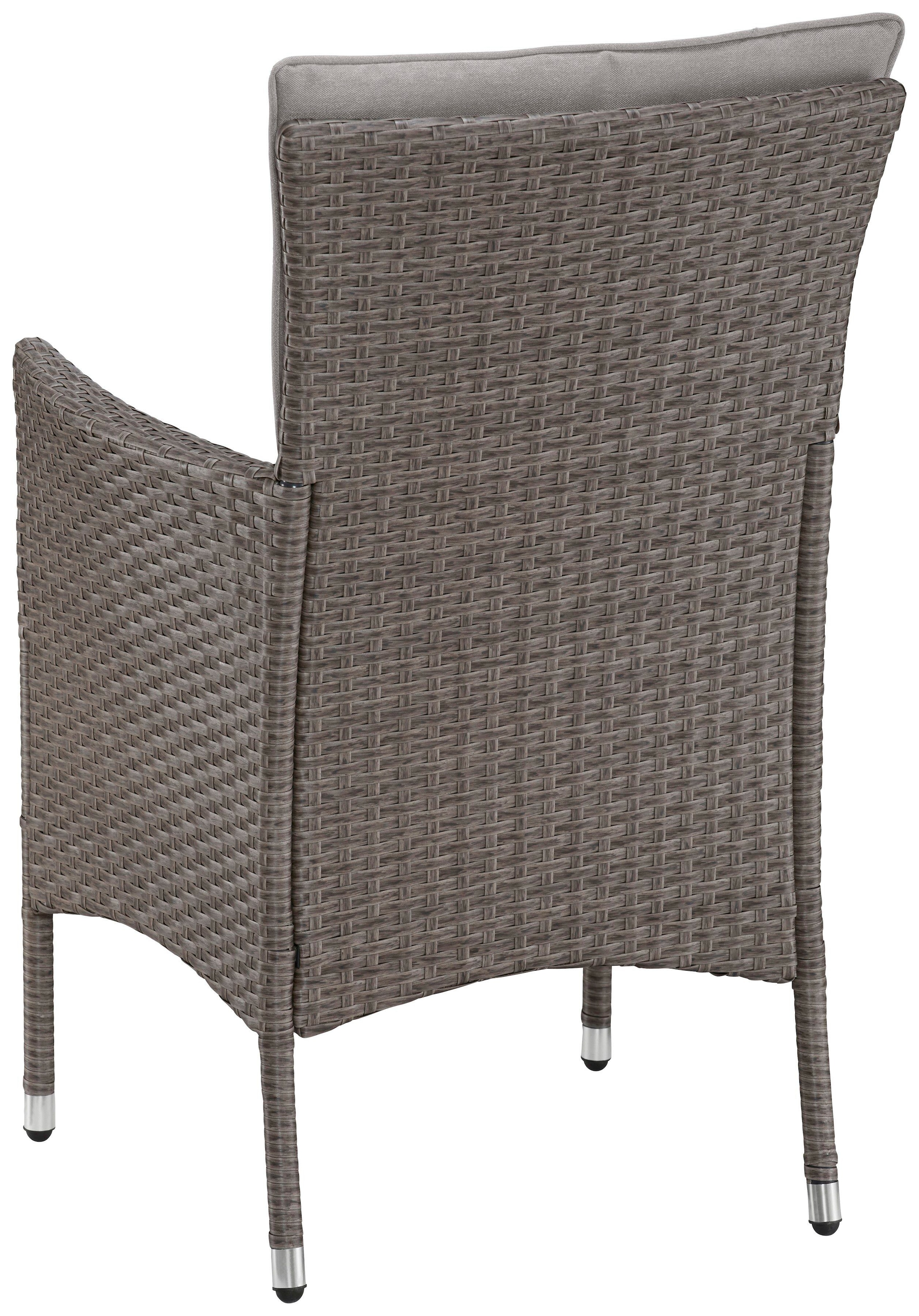 KONIFERA Garten-Essgruppe »Mailand« Set, 6x Sessel, 6x Sitzauflagen, 6x Rückenauflagen, 1x Tisch, 19 Stk. tlg. Tischplatte aus Sicherheitsglas, Staufläche unter dem Tisch