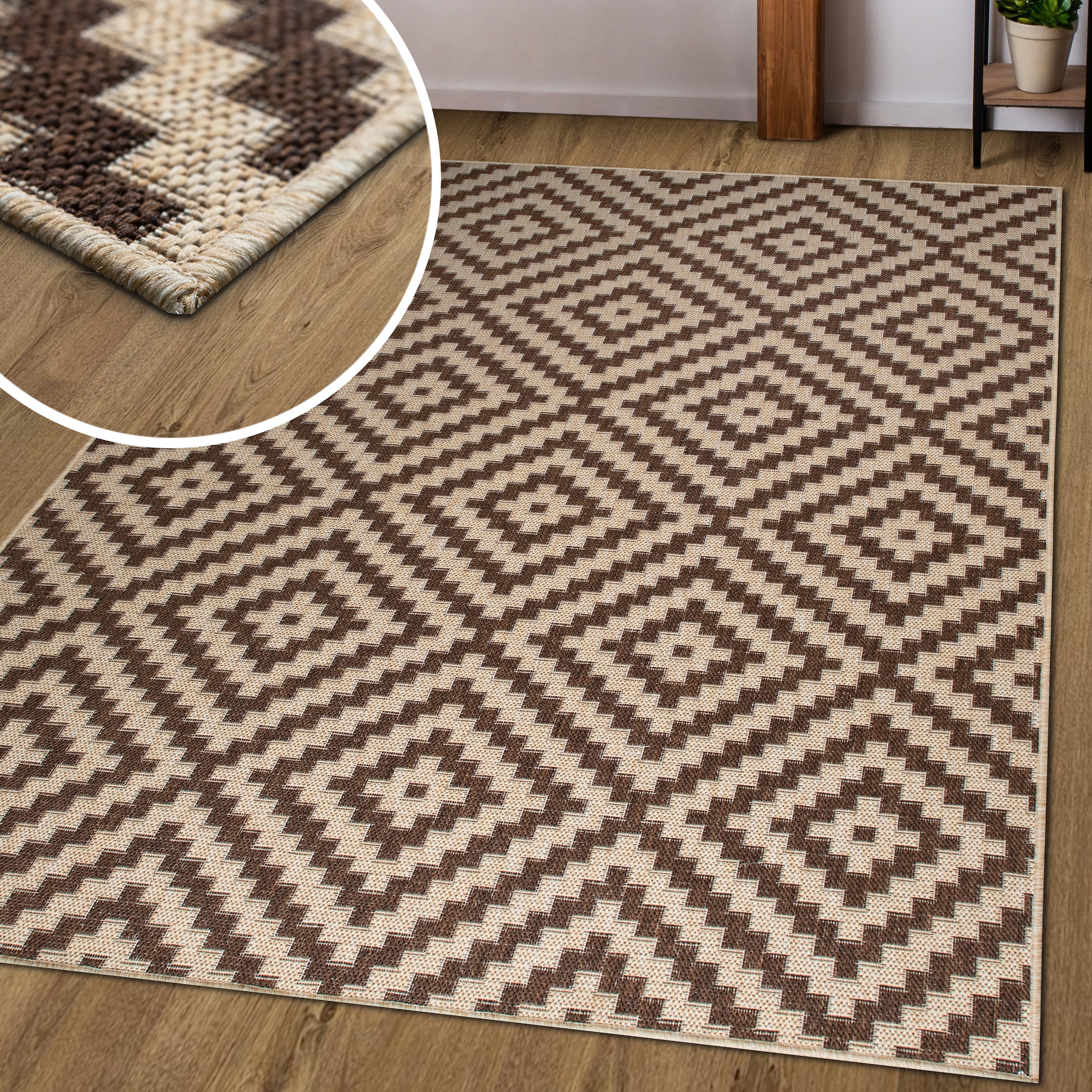 my home Teppich »Cordoba auch als Läufer erhältlich« rechteckig 3 mm Höhe In- und Outdoor geeignet, Sisal-Optik, Wetterfest & UV-beständig, Boho