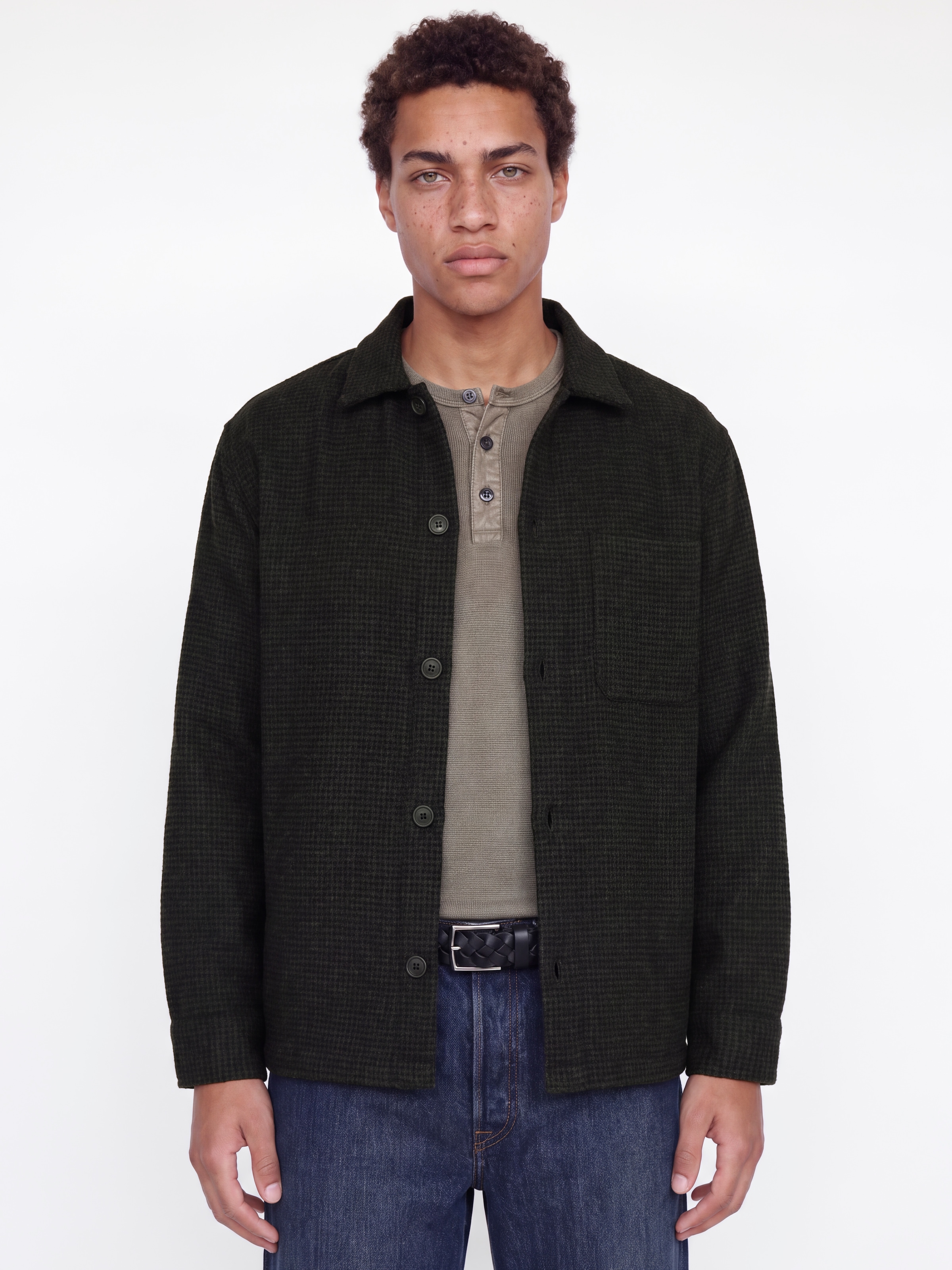 Jack & Jones Chemise à manches longues »JJESOHO OLLIE OVERSHIRT LS SN« mélange de matières, coupe ample