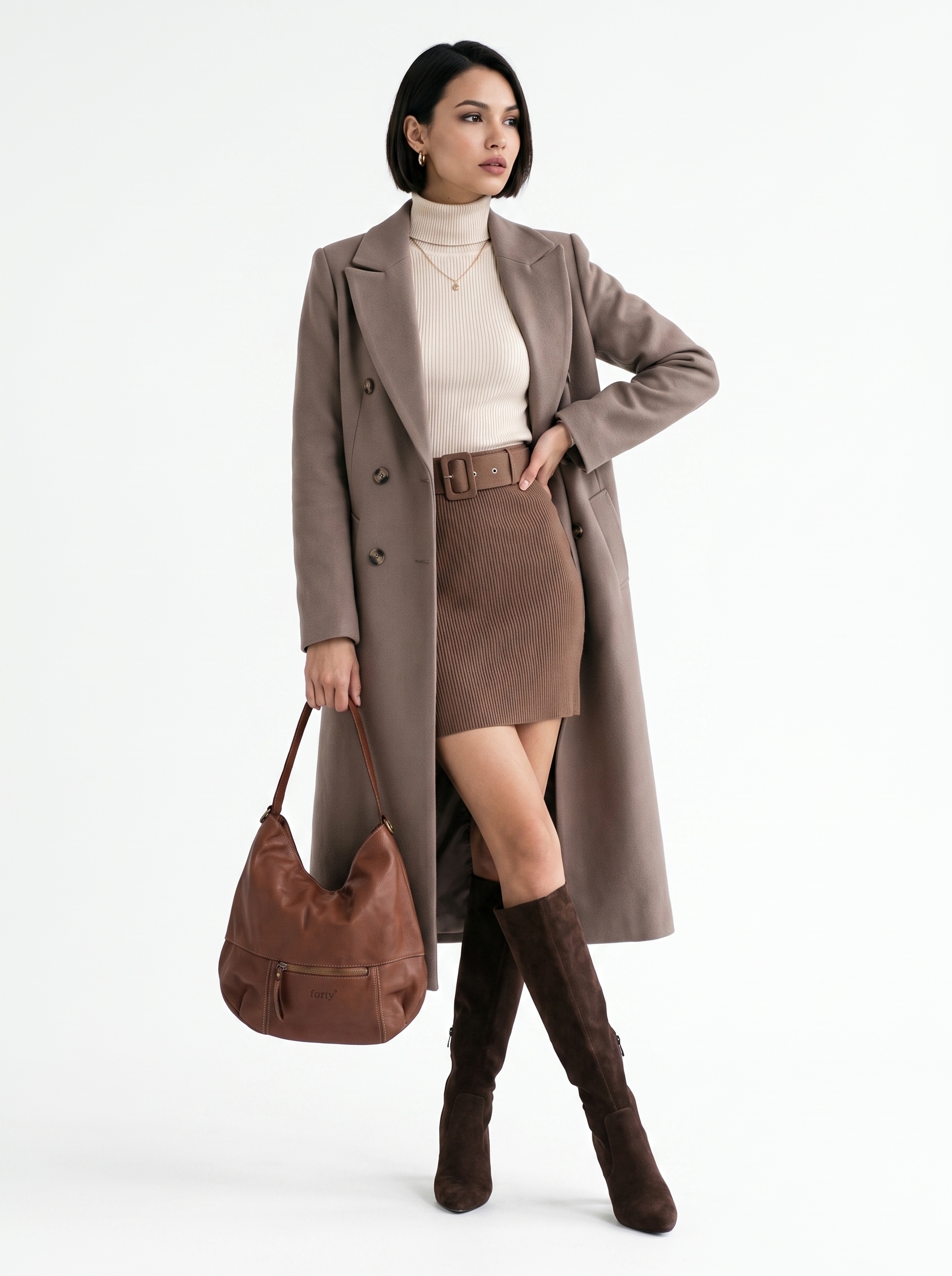 forty° Shopper cuir véritable, fabriqué en Italie