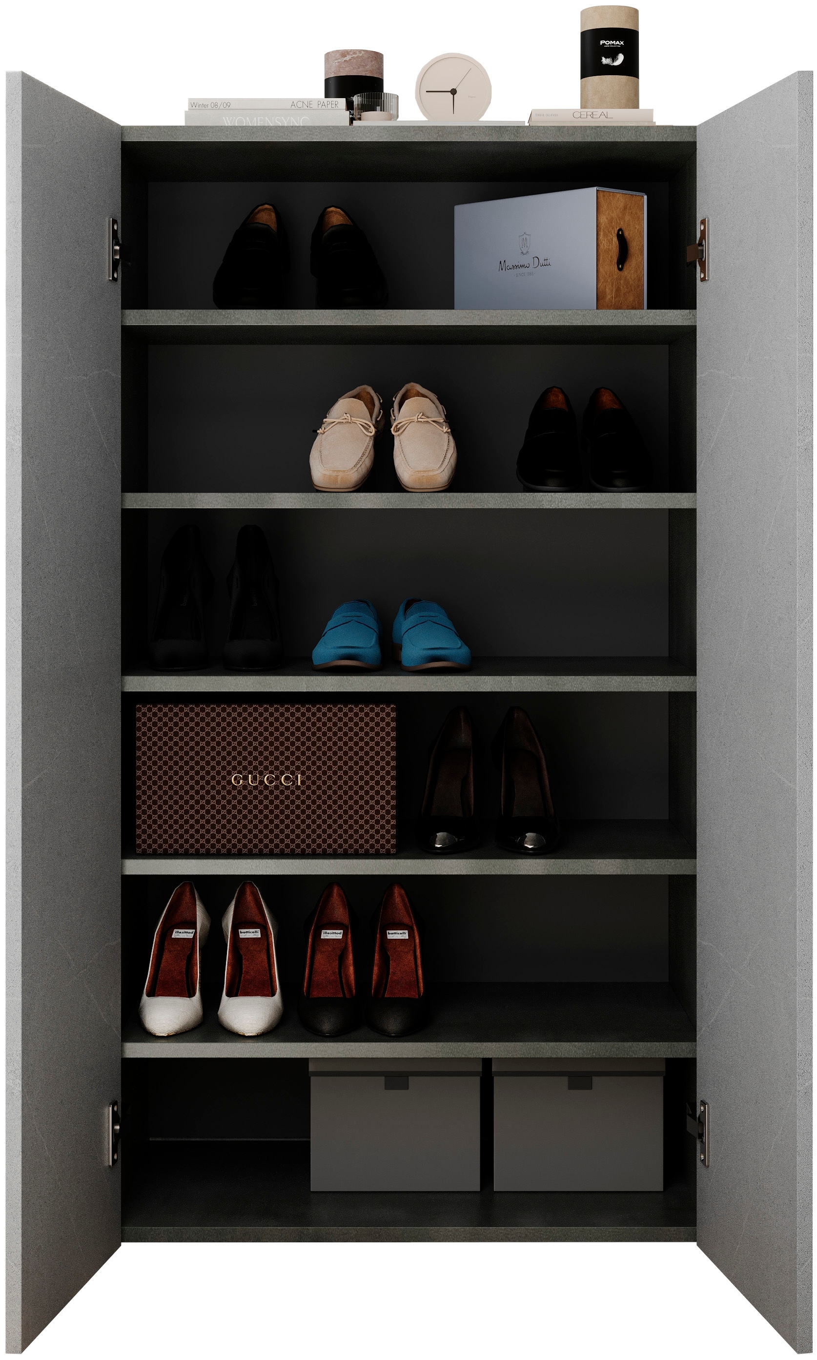 INOSIGN Schuhschrank »Pratiko Breite 63 cm, Höhe 114 cm, Schuhregal mit 6 Ebenen,« Schuhkommode, 2 Türen, Platz für bis zu 15 Paar Schuhe