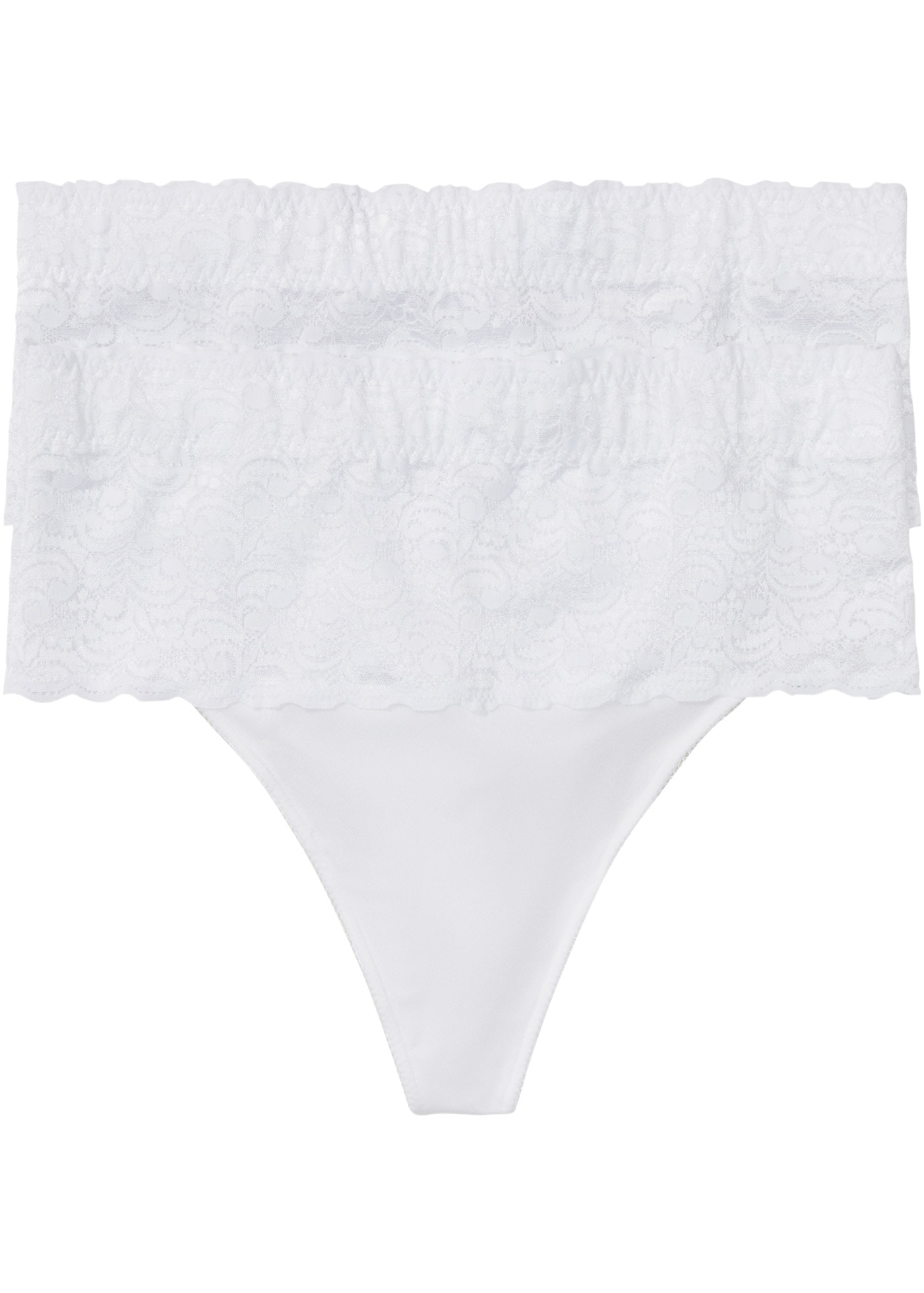 bonprix String Paquet, 2 cuis avec large bande en dentelle, matière élastique, coupe ajustée