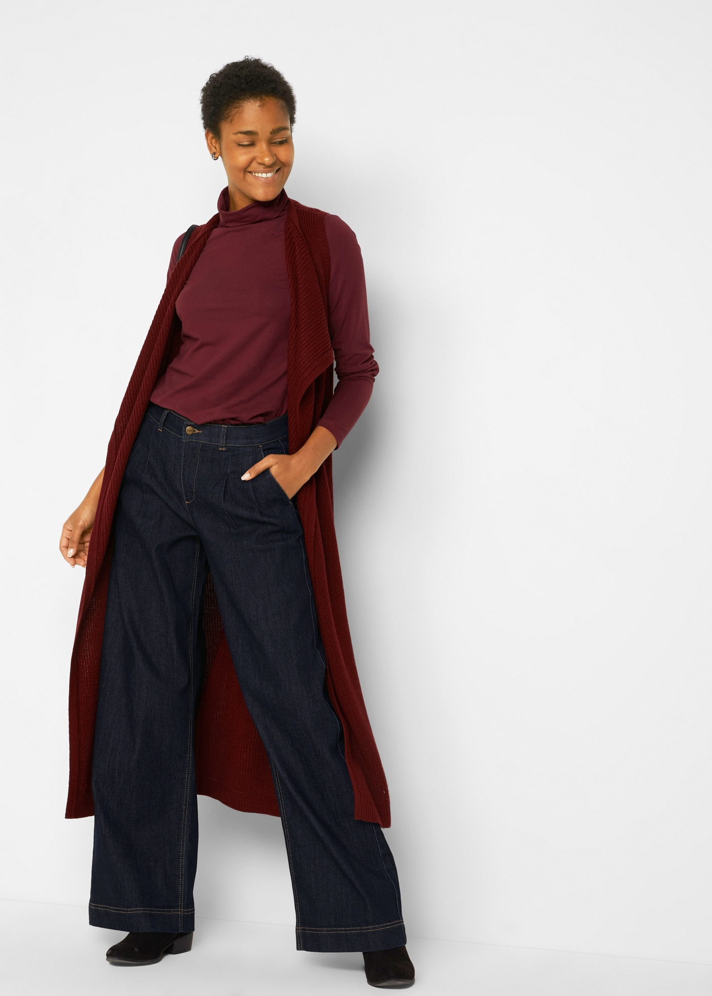 bonprix Weite Jeans »Wide-Leg-Jeans High Waist, Bequembund«, Wide-Leg-Jeans High Waist, Bequembund
