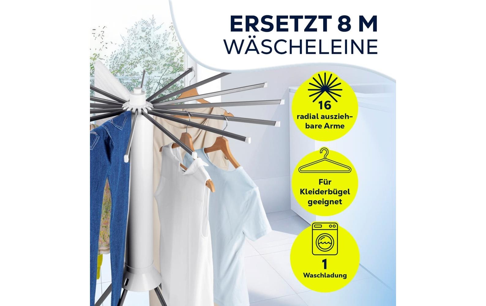 EASYmaxx Séchoir à linge »8 m Leine, 20 kg Wäsche« Wäscheständer mit ausziehbaren Armen
