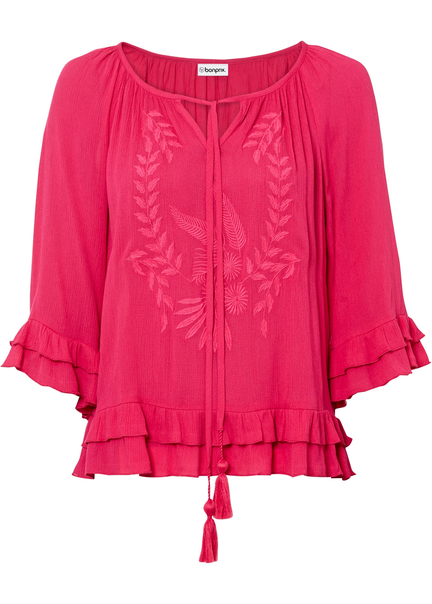 bonprix Tunique 1 A-Linien-Passform, mit 3/4-Ärmeln, gleichfarbige Stickerei