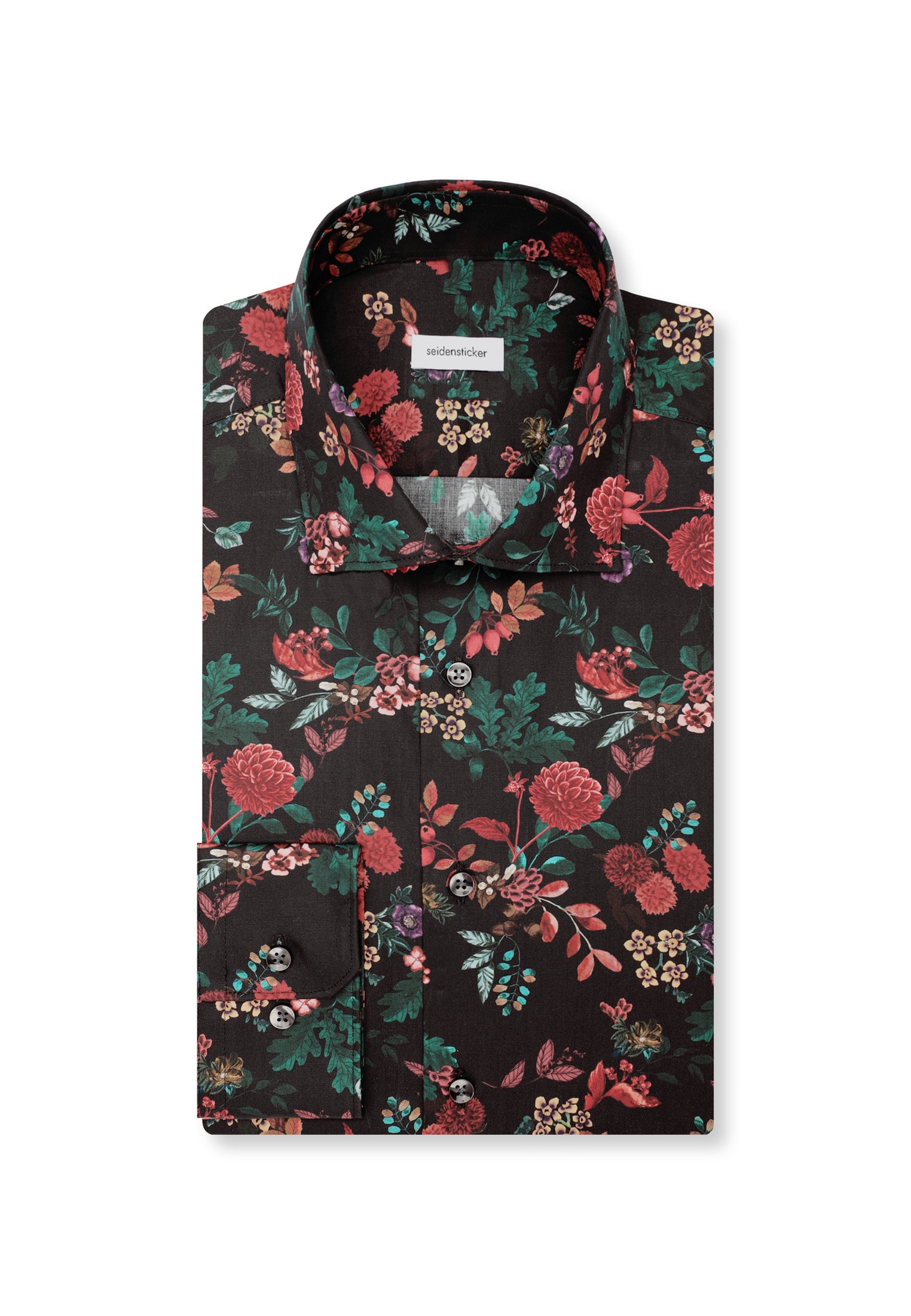 seidensticker Chemise d'affaires »Schwarze Rose« Shaped 1/1 Kentkragen Druck