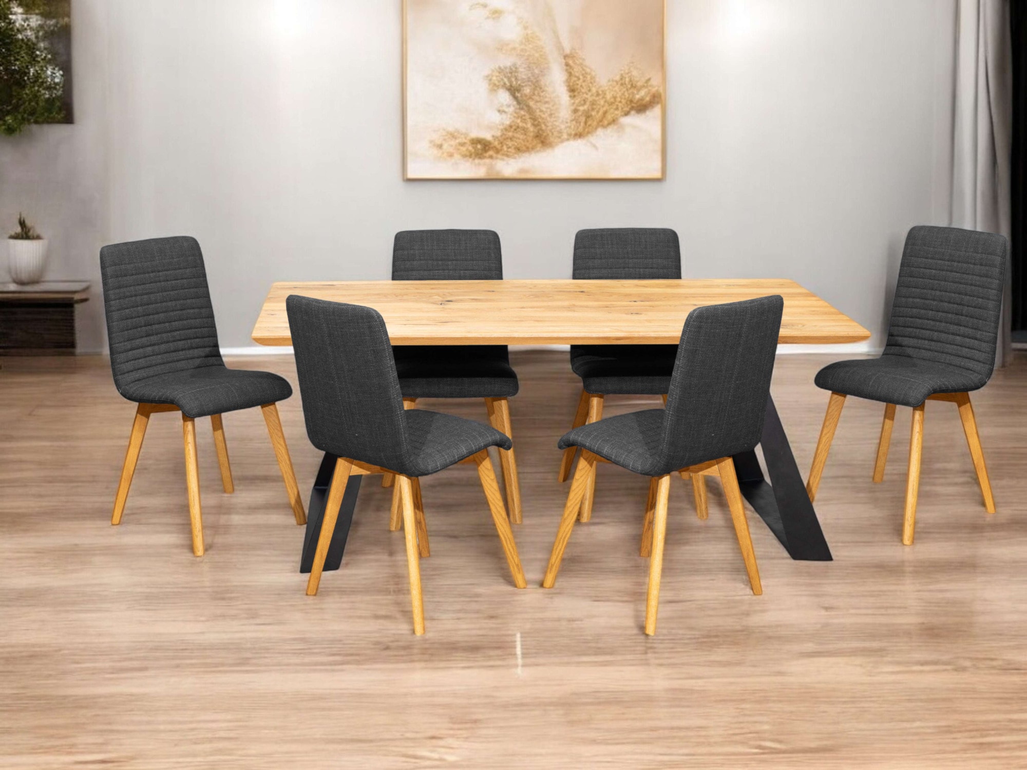 Home affaire Table de salle à manger »Team Esszimmertisch, Küchentisch, Speisetisch, mit Schweizer Kante« U-Gestell aus Metall, 2cm starke Tischplatte auf 4cm gedoppelt