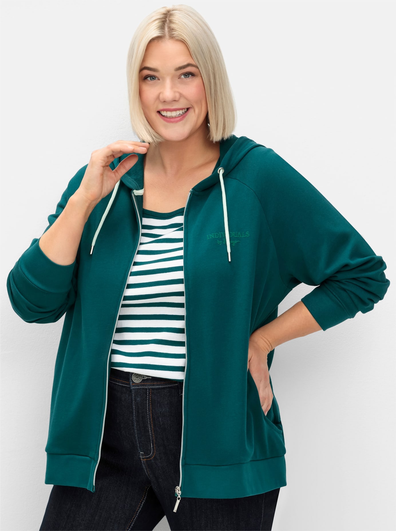 Sheego Shirtjacke »Kapuzensweatjacke« 1 Stk. tlg.
