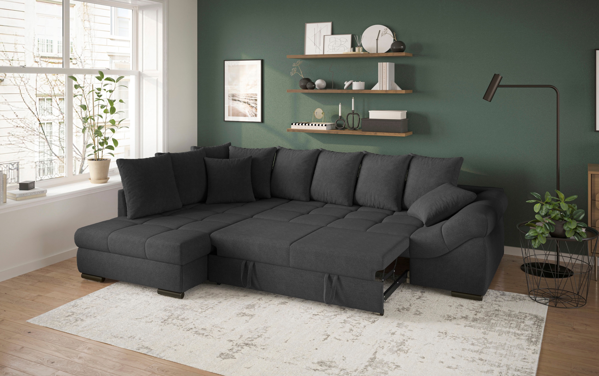 Mr. Couch Canapé d'angle »Pietro, L-Form, mit Bett, wahlweise mit Kaltschaum« mit Bett und wahlweise mit Kaltschaum