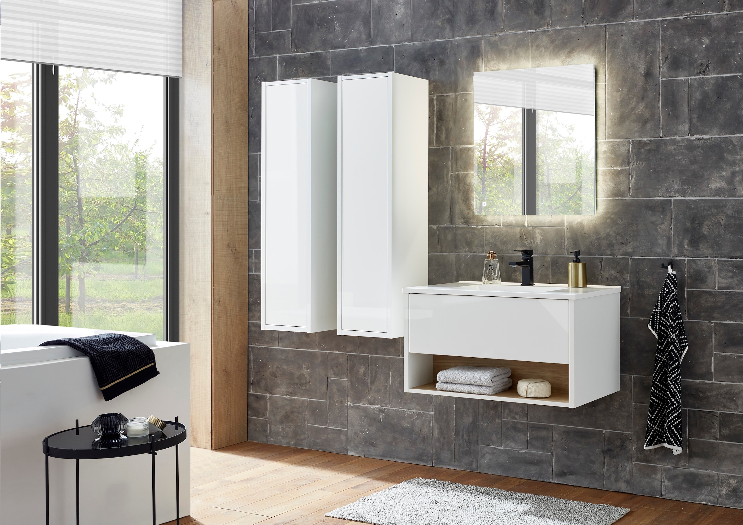 Home affaire Ensemble de meubles de salle de bain »Studio Line, Bad im modernen Design, 4-teiliges Badezimmer« 4 cuis tlg.