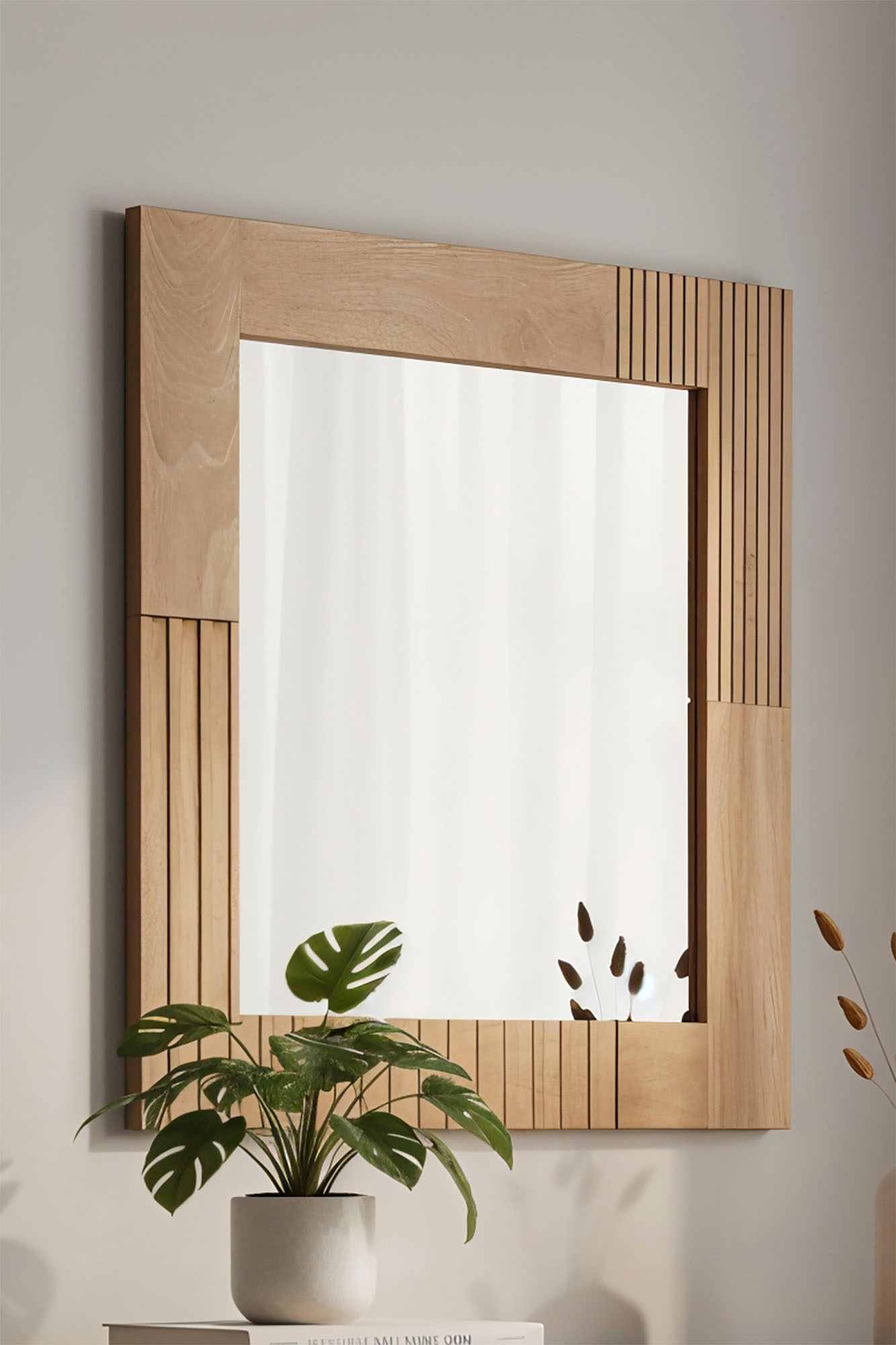 SIT Wandspiegel »Broome aus Mangoholz mit 10 cm Rahmen & Lamellendesign« Massiver Mangoholzrahmen mit natürlicher Maserung und Lamellenoptik