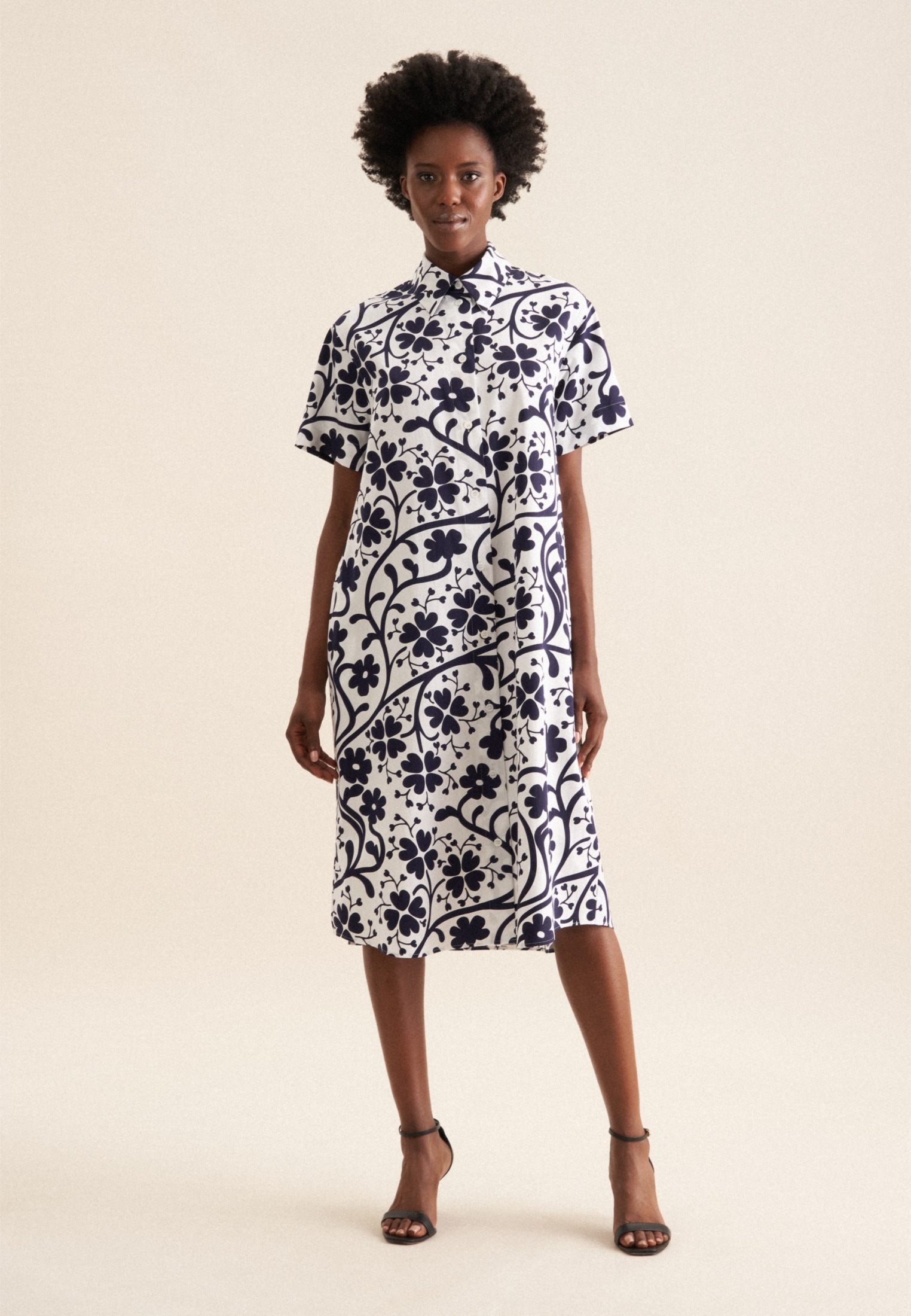 seidensticker Sommerkleid »Schwarze Rose« 1/2 Kragen Druck