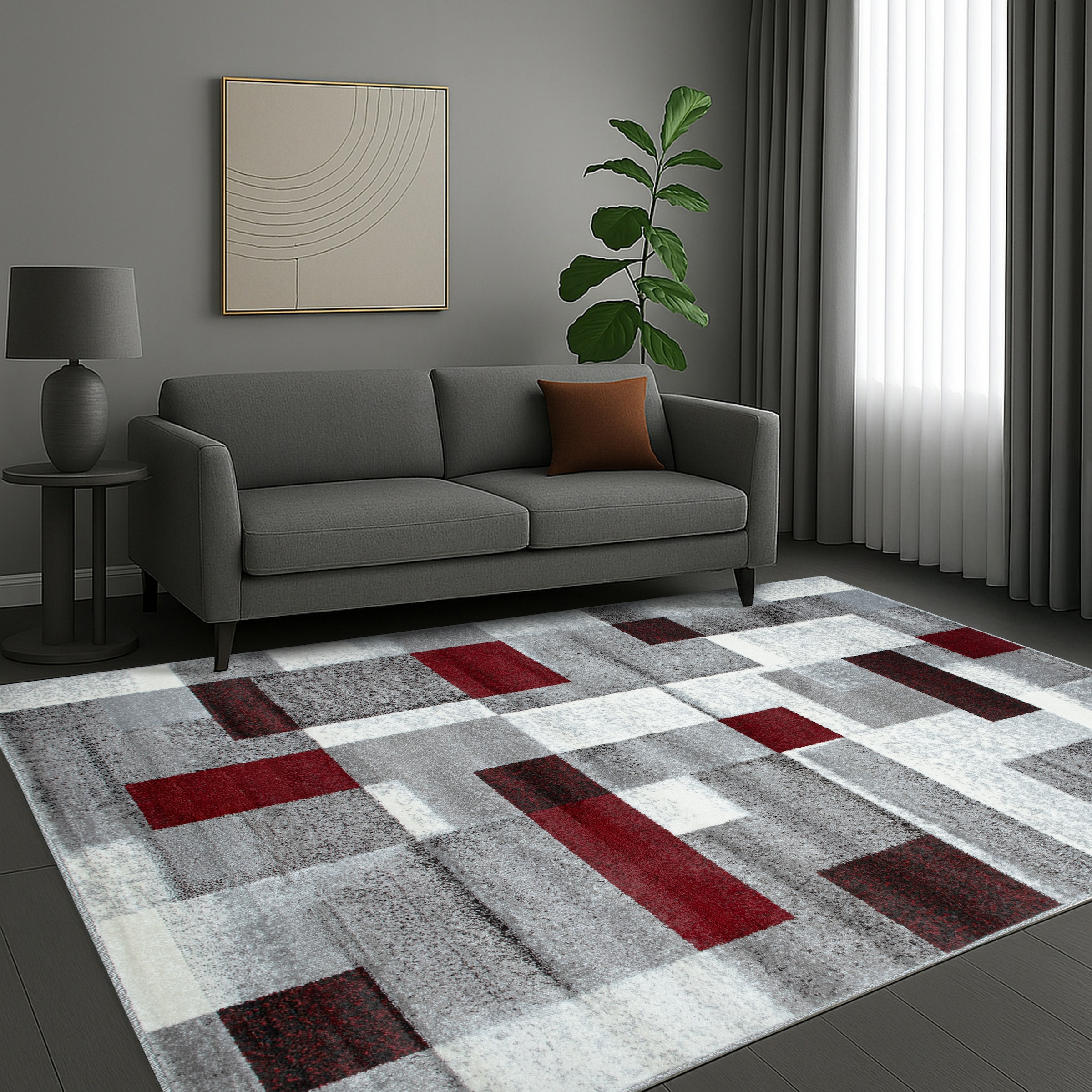 GOODproduct Teppich »Corine« rechteckig 9 mm Höhe mit besonders weichem Flor, Kurzflor, modernes Karo-Design,