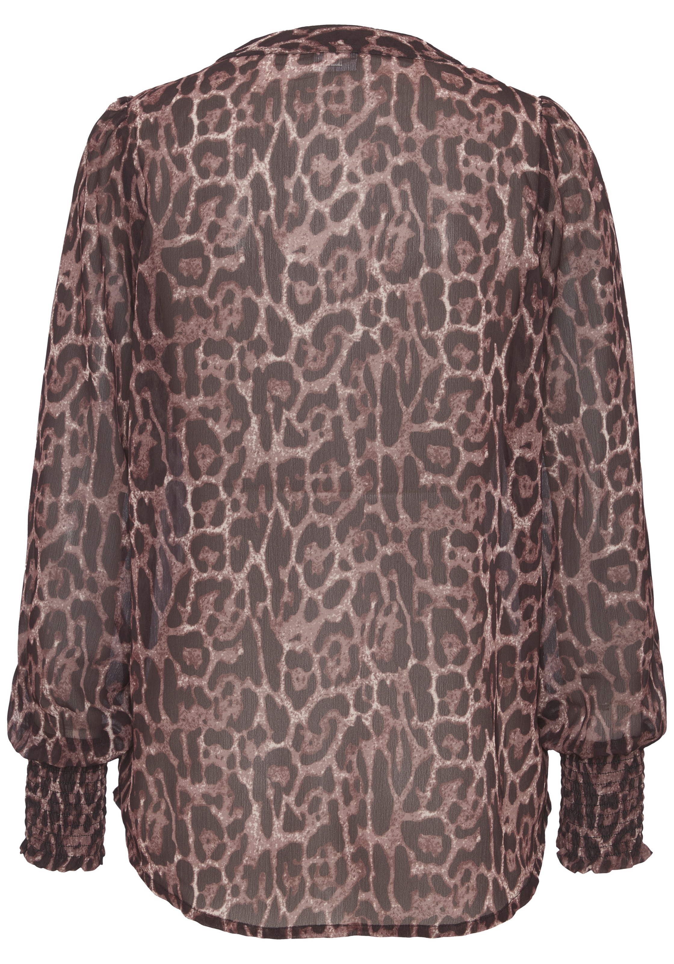 LASCANA Blouse en mousseline avec imprimé léopard et col en V, chemisier femme, élégant-chic