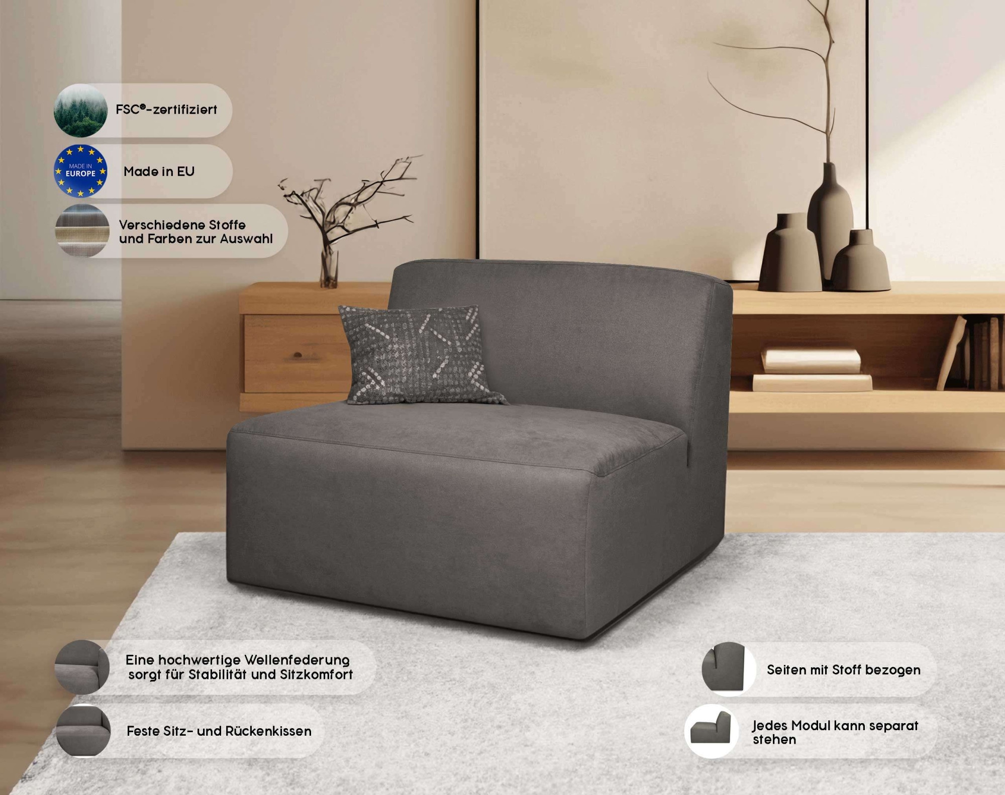 GOODproduct 1,5-Sitzer »Kelani« mit dekorativer Knopfsteppung an den Armlehnen