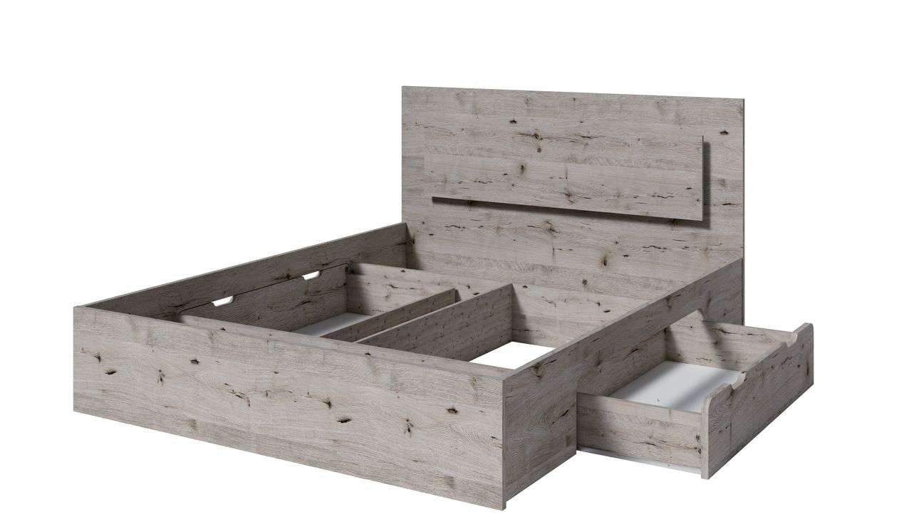 Home affaire Lit »PRESSAC mit Schubladen und Beleuchtung, in 2 Breiten - 160 und 180 cm« Bettgestell mit Schubladen, ohne Lattenrost und Matratze
