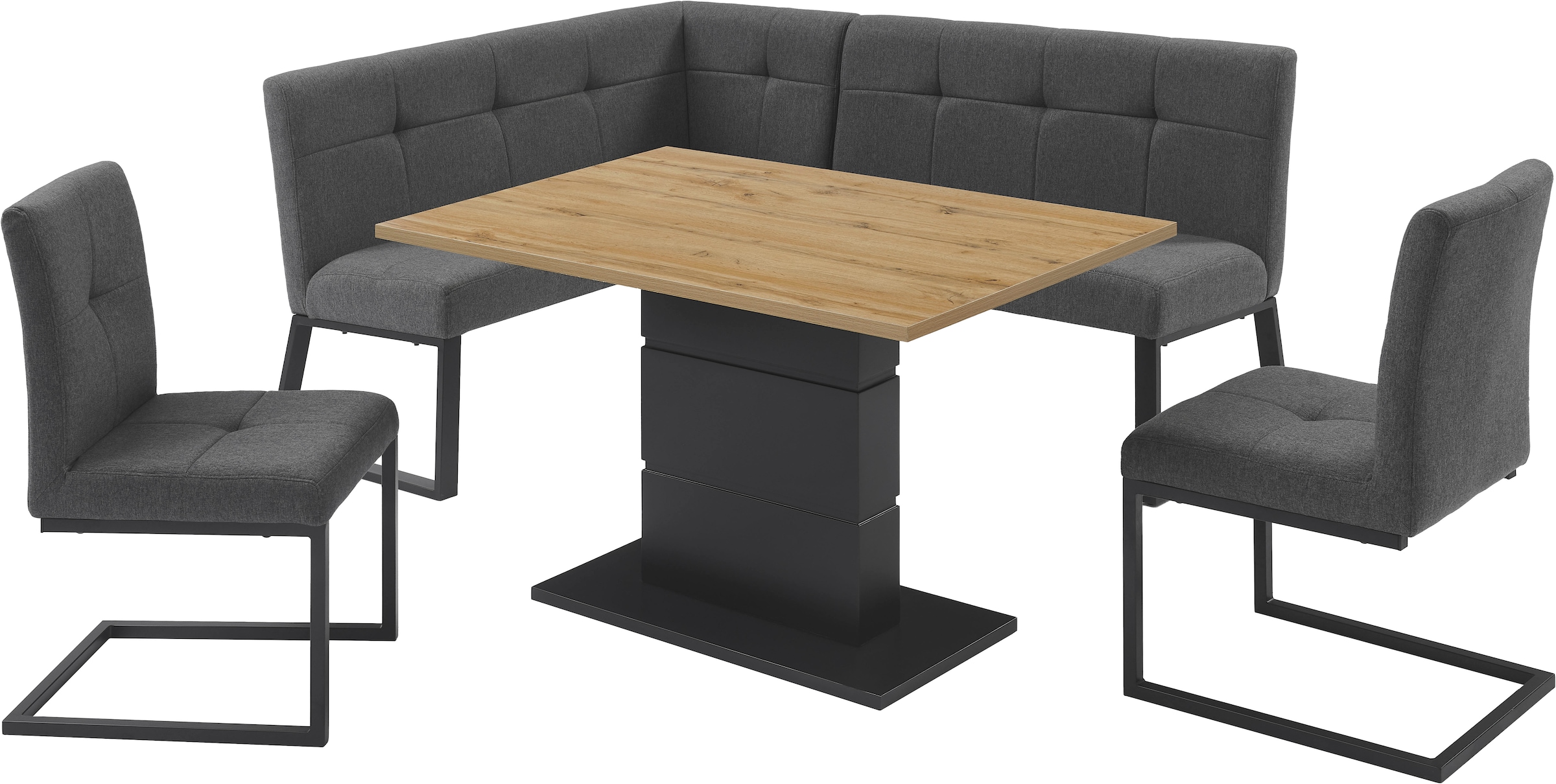 GOODproduct Banc d'angle »Geranie, Sitz -und Rücken gepolstert, Knopfheftung« zwei Bezugsstoffe, zwei Stofffarben, pulverbeschichtetes Metallgestell