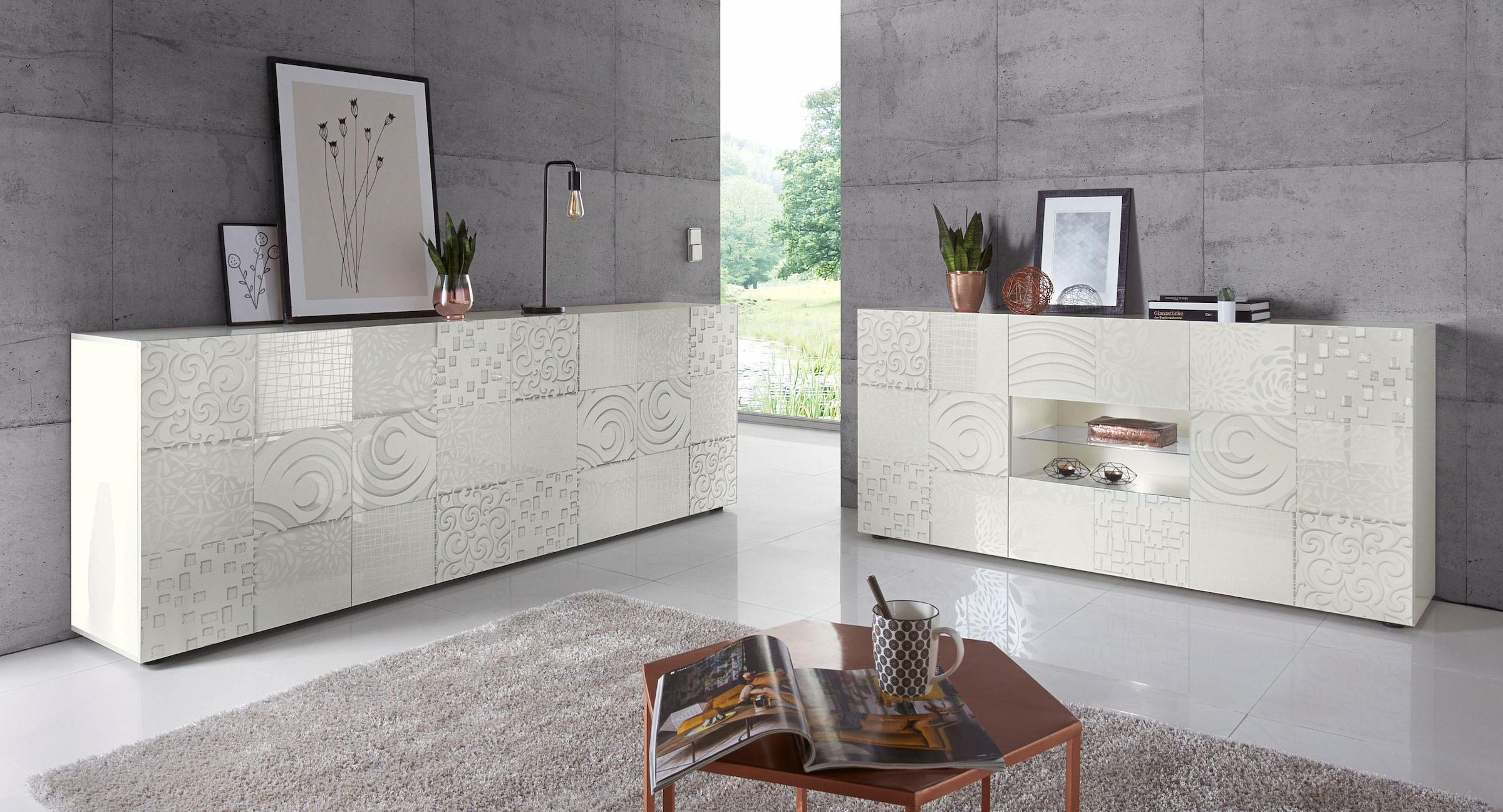 Home affaire Sideboard »Miro« Breite 181 cm mit dekorativem Siebdruck