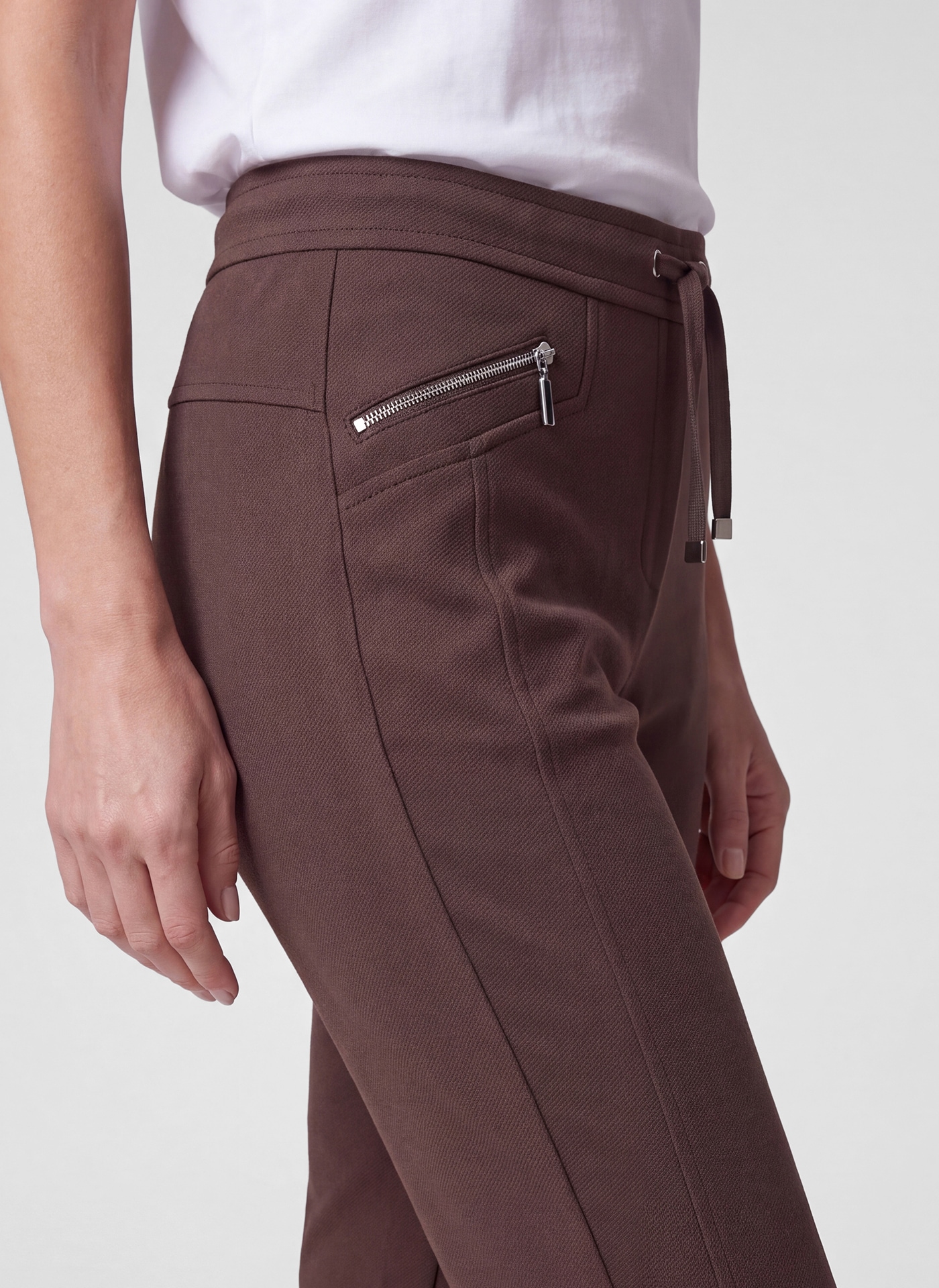 Rabe Pantalon en tissu  avec taille élastique et cordon / viscose stretch