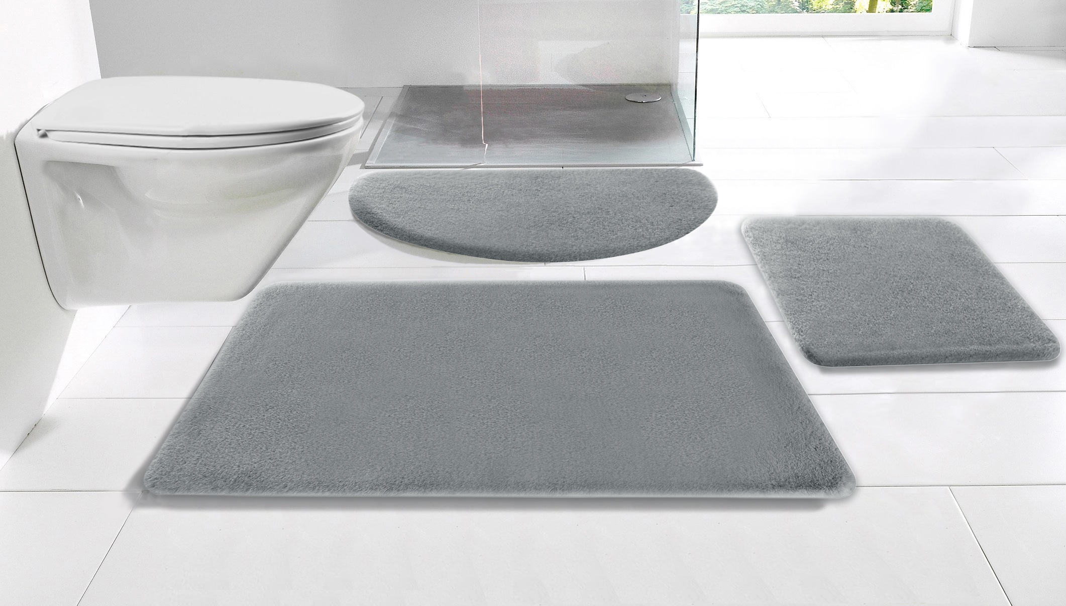 my home Badematte »Valeria, Kaninchenfell-Haptik« Höhe 20 mm rutschhemmend beschichtet fussbodenheizungsgeeignet | strapazierfähig Kunstfell, weicher Badteppich