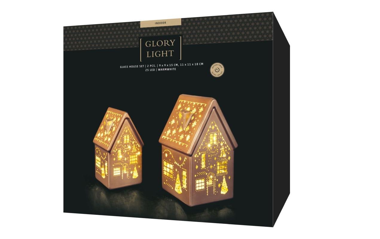 STT Lumière décorative LED »Glass House Set Braun, 2-teilig« Module LED blanc chaud
