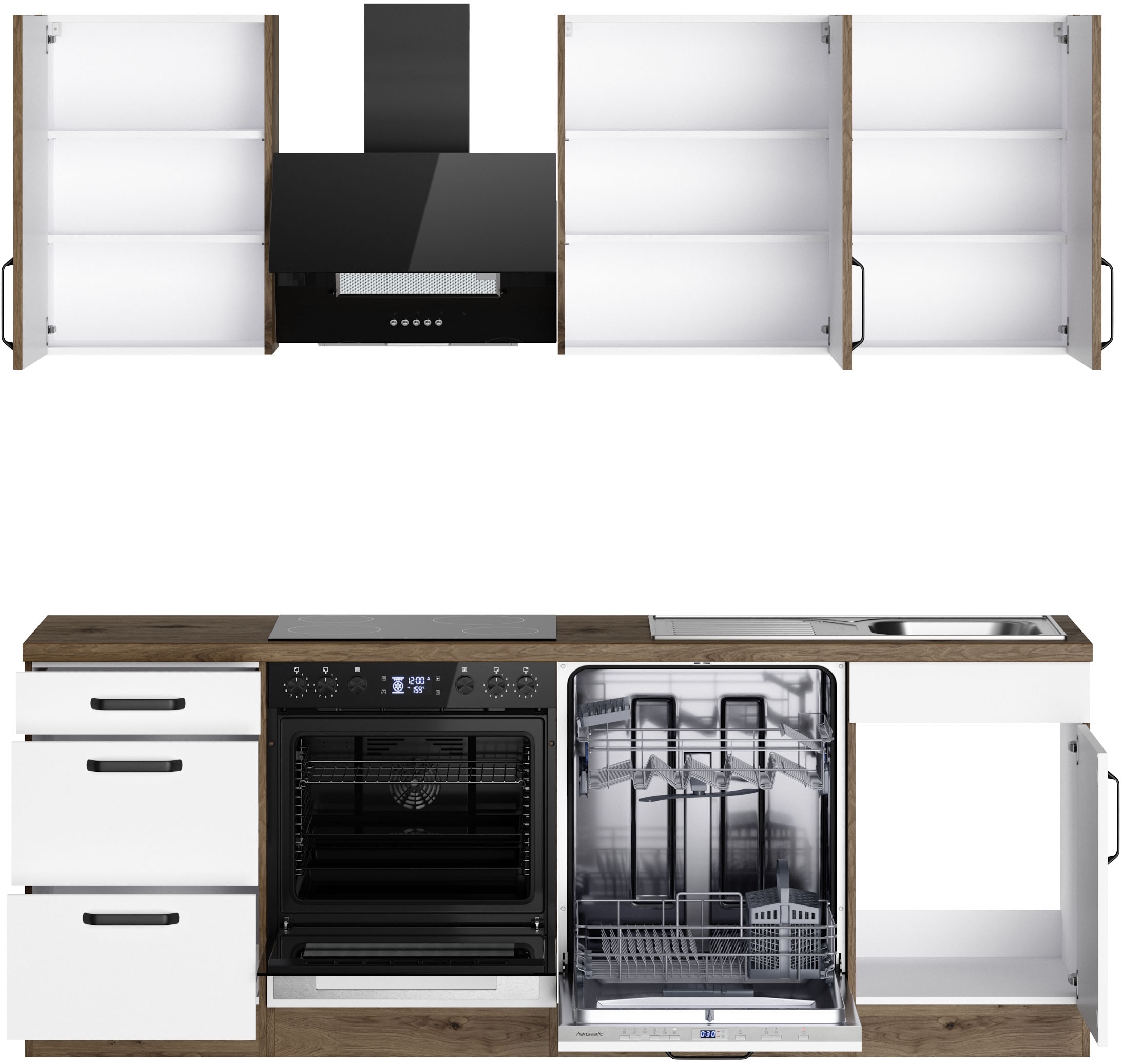 wiho Küchen Kitchenette »Elba« wahlweise mit Hanseatic E-Geräten, Breite 220 cm