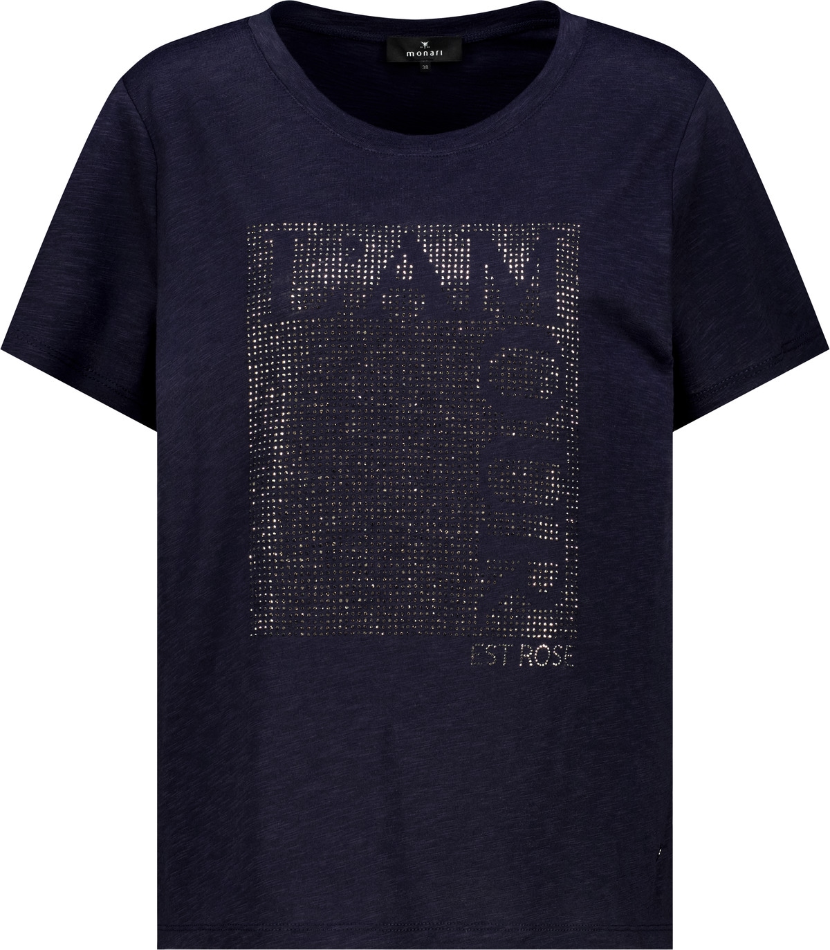 Monari T-Shirt »Shirt Basic Schmuck« Flammgarn-Struktur, Strasssteine, Regular Fit