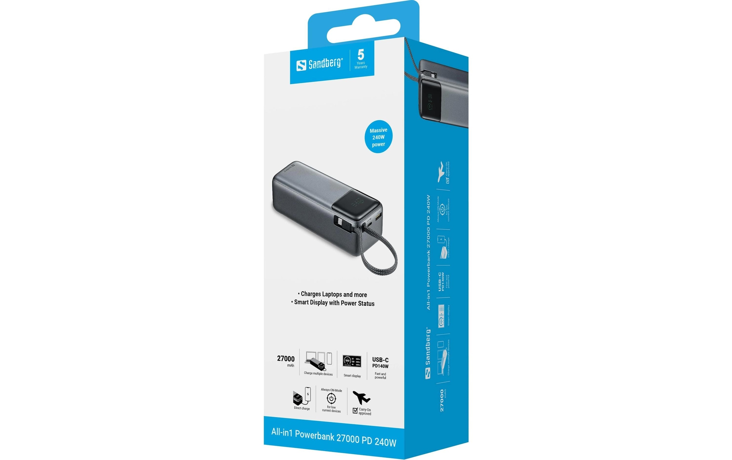 Sandberg Banque d'énergie »All-in-1 Grau 27000 mAh«