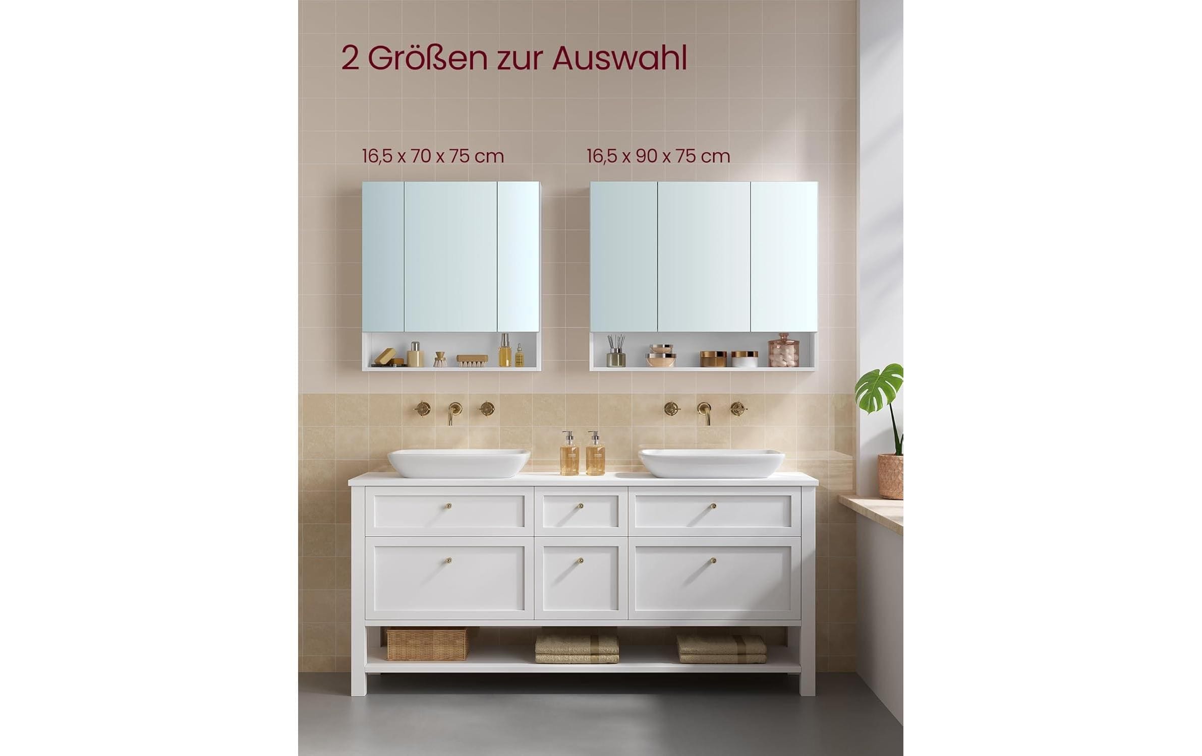 VASAGLE Spiegelschrank »90 x 16,5 x 75 cm«
