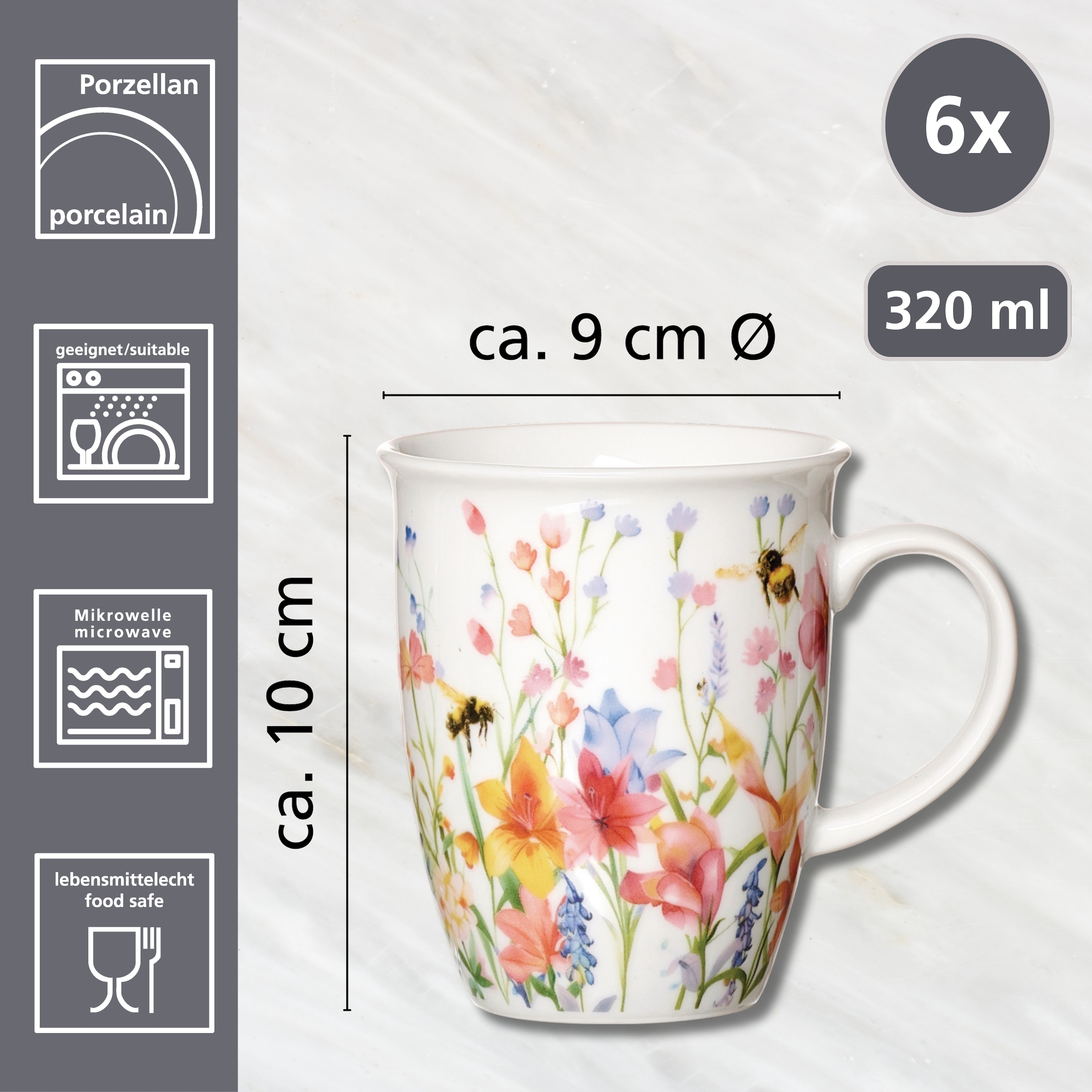 Ritzenhoff & Breker Gobelet »Flowers« Kaffeebecher, je 320 ml