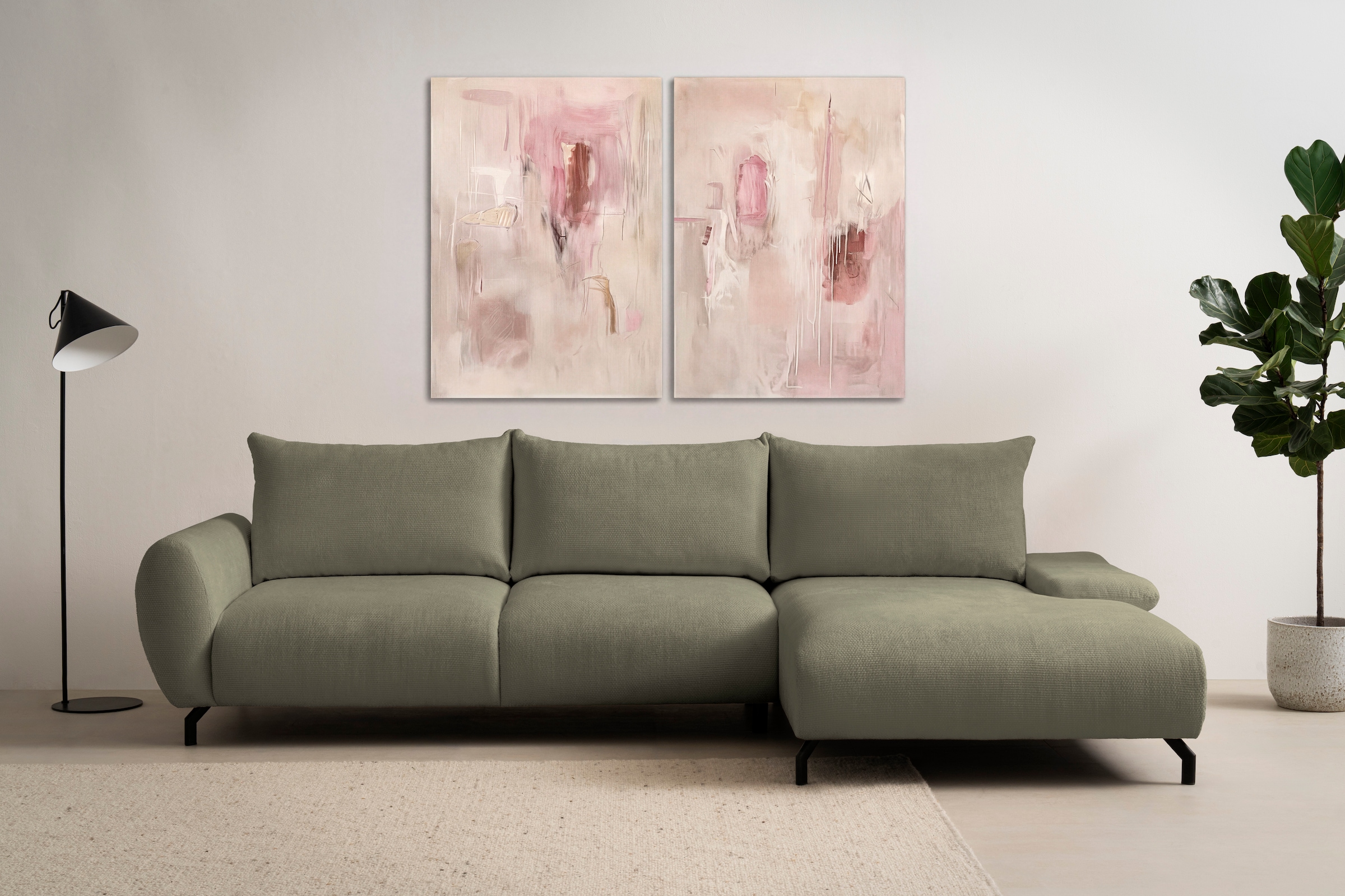 GOODproduct Canapé d'angle »KELLIE, L-Form, 315 cm, verstellbare Armlehne, Metallfüsse,« wahlweise Recamiere links o. rechts, Chenille-Stoff, hoher Sitzkomfort