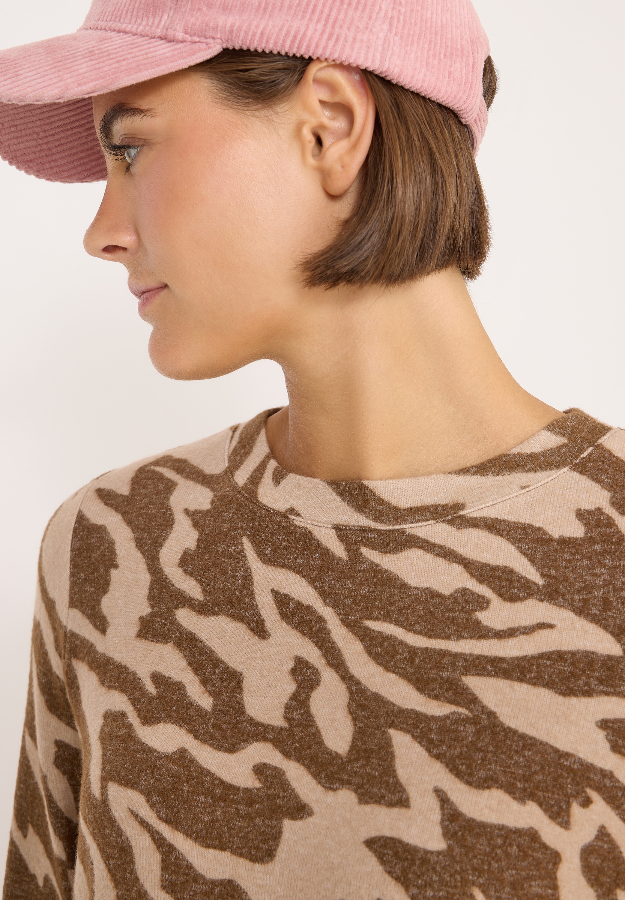 Cecil Pull , mit Animal-Print und in Melange-Optik
