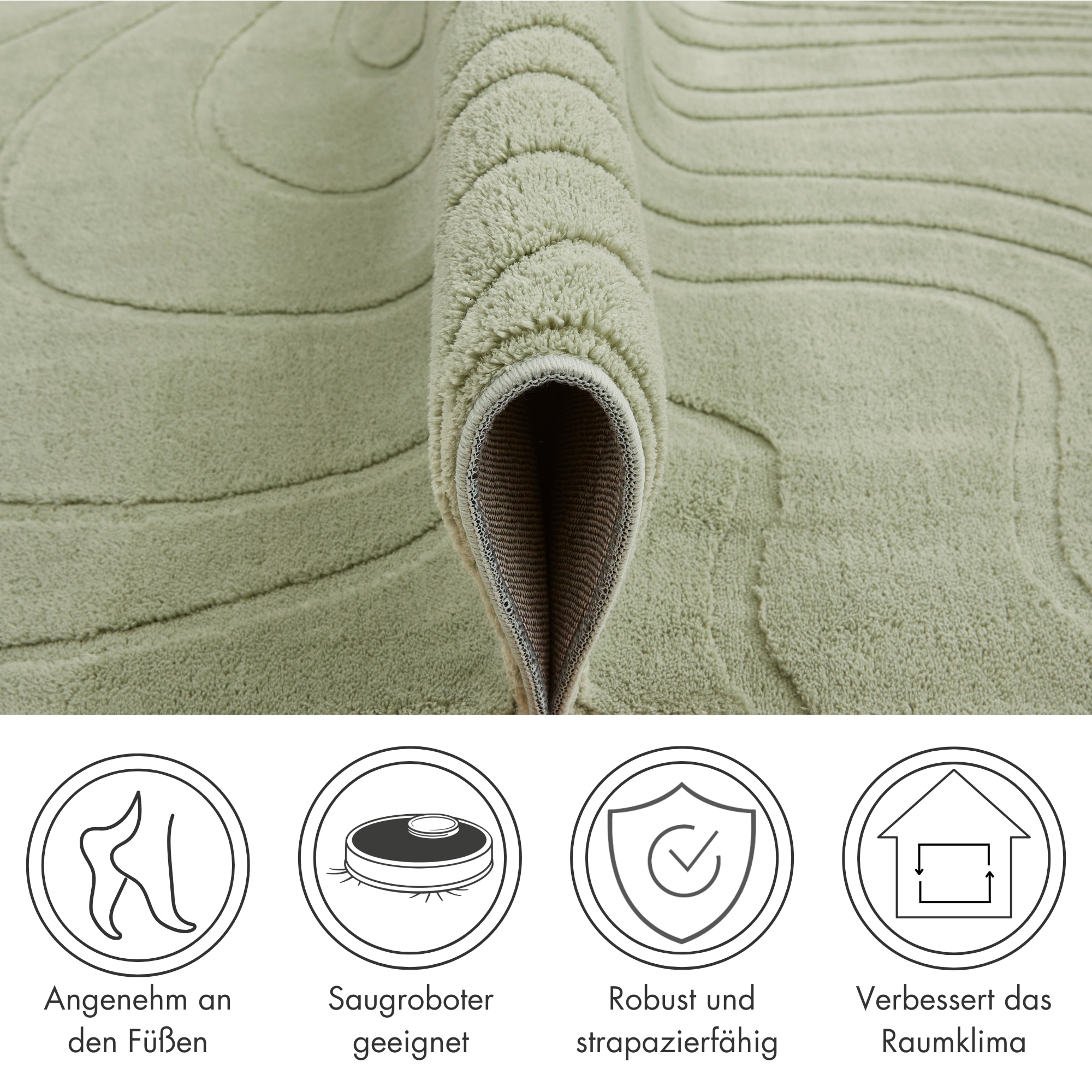 Andiamo Tapis »Dale« Rectangulaire 10 mm Höhe Couleurs unies, structure en relief, effet carving, salon