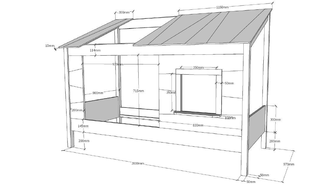 Vipack Lit d'enfant »Hausbett, aus MDF und Massivholz weiss lackiert, inkl. Fenster vorne« L/H/P env. 214x158,5x105 cm, ouvert sur les côtés et à l’arrière,  au choix avec ou sans tiroir de lit sur roulettes