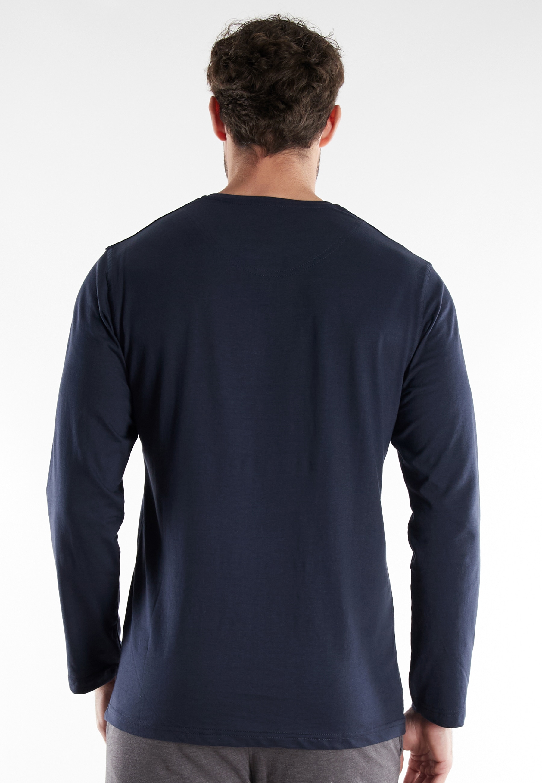 TOM TAILOR T-shirt à manches longues »Cansas« mit Knopfleiste, Rundhalsausschnitt, Langarm, basic, bequem, elastisch
