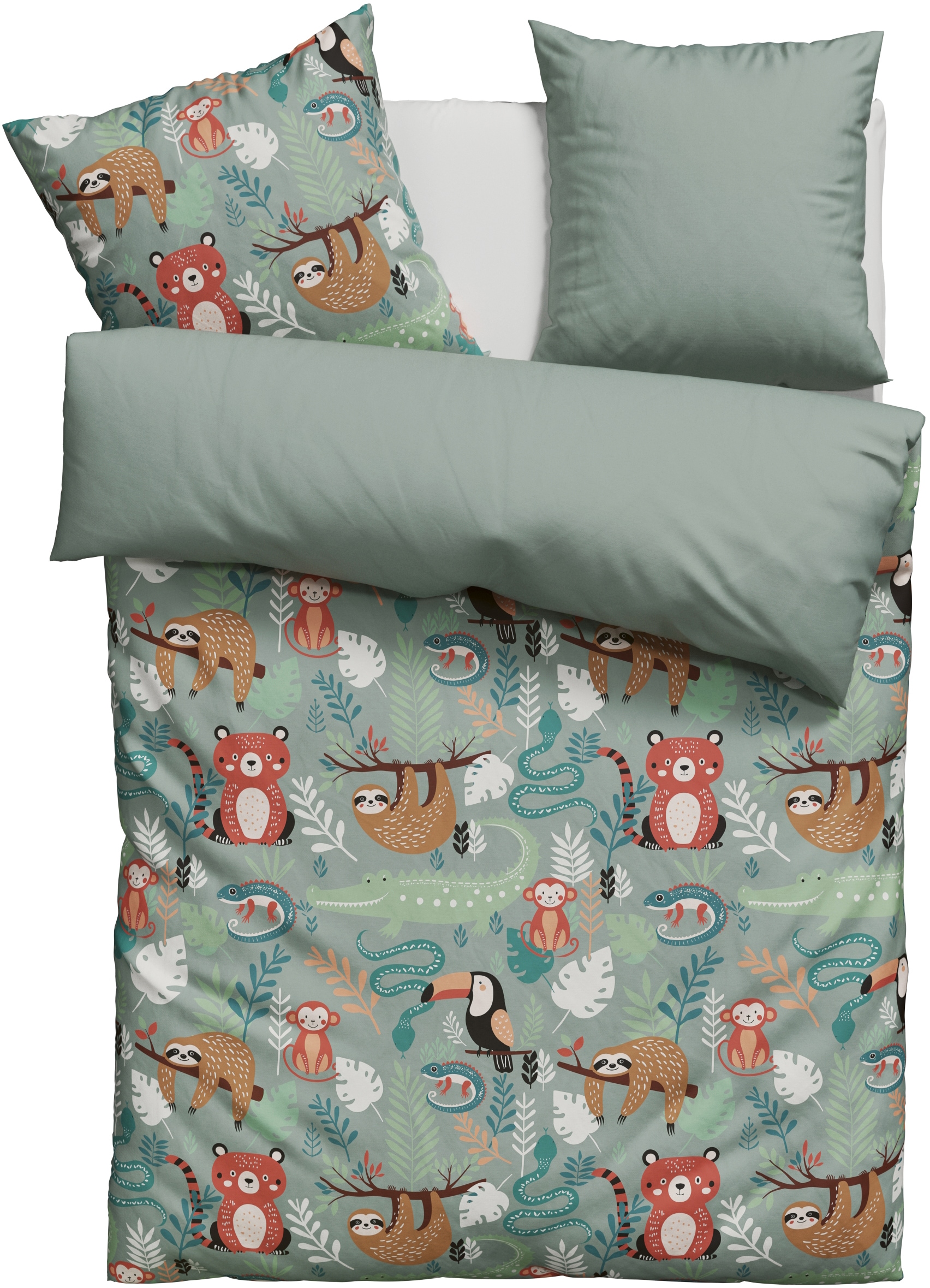 Lüttenhütt Kinderbettwäsche »CUDDLEE« 2 Stk. tlg. in vielen Designs: Dino,Einhorn,Weltraum,Baustelle,Herz,Trecker,Safari